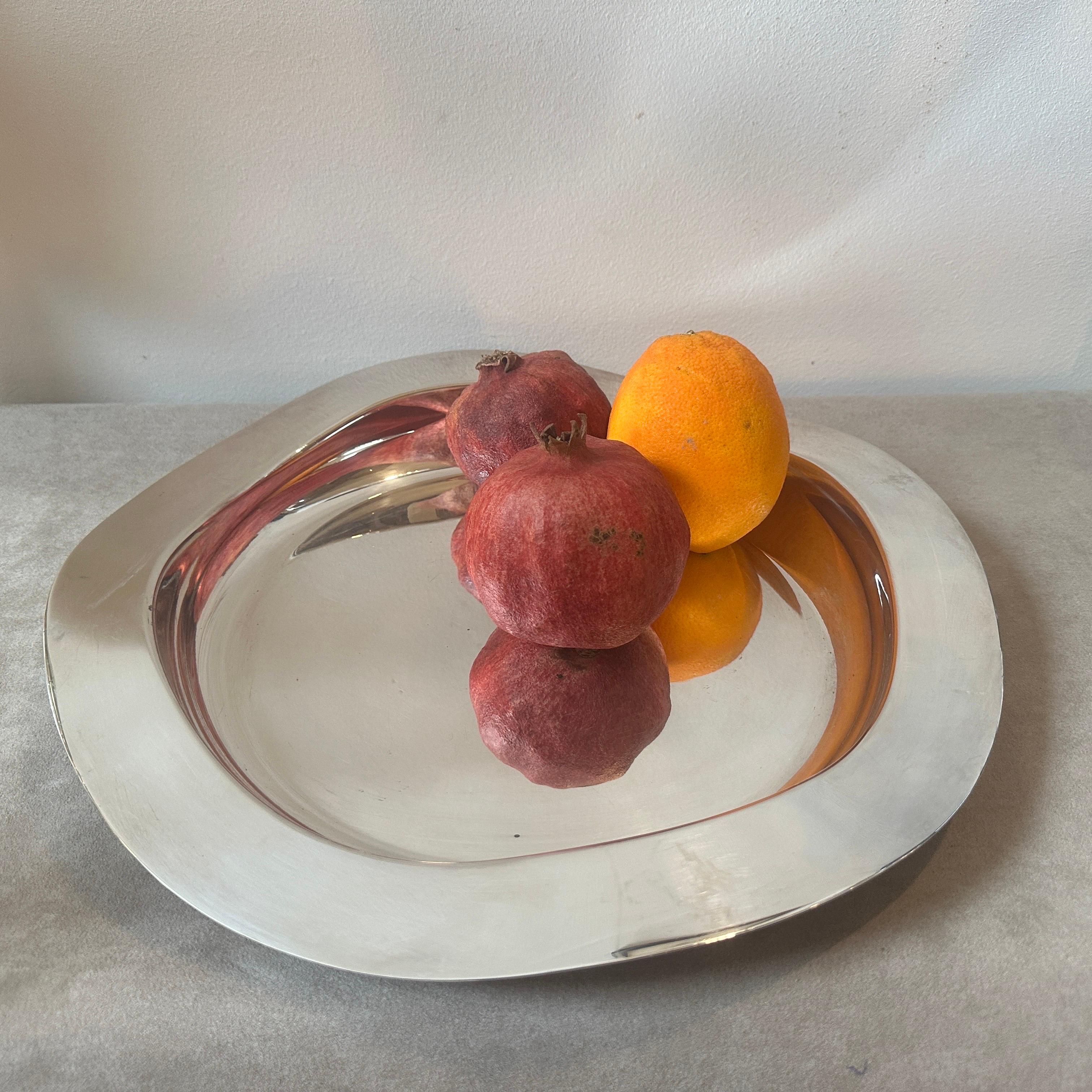 Centro de mesa italiano plateado de diseño moderno de los años 90 de Mesa en Excelente estado para la venta en Aci Castello, IT