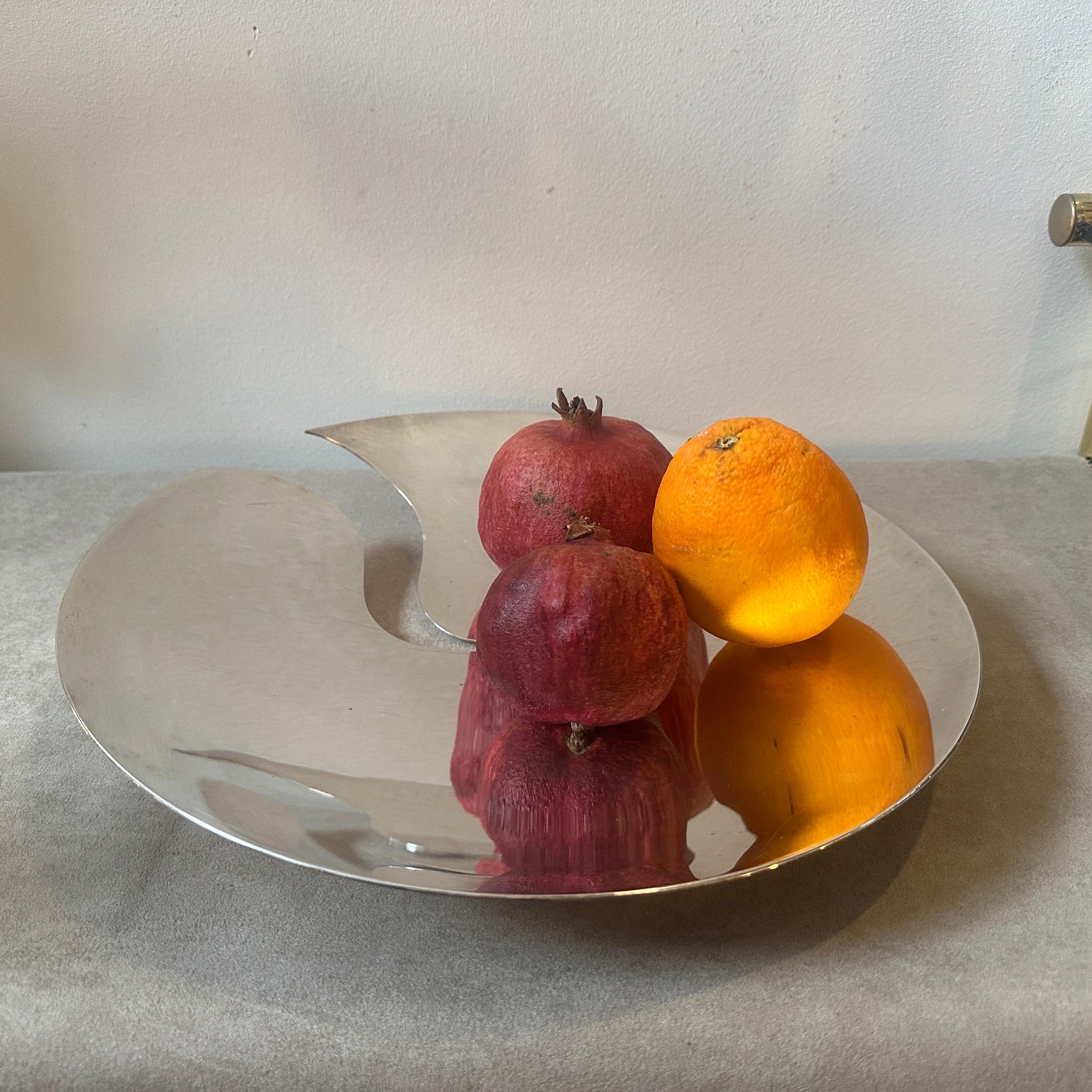 1990s Modern Design Silver Plated Italian Centerpiece by Mesa For Sale 4