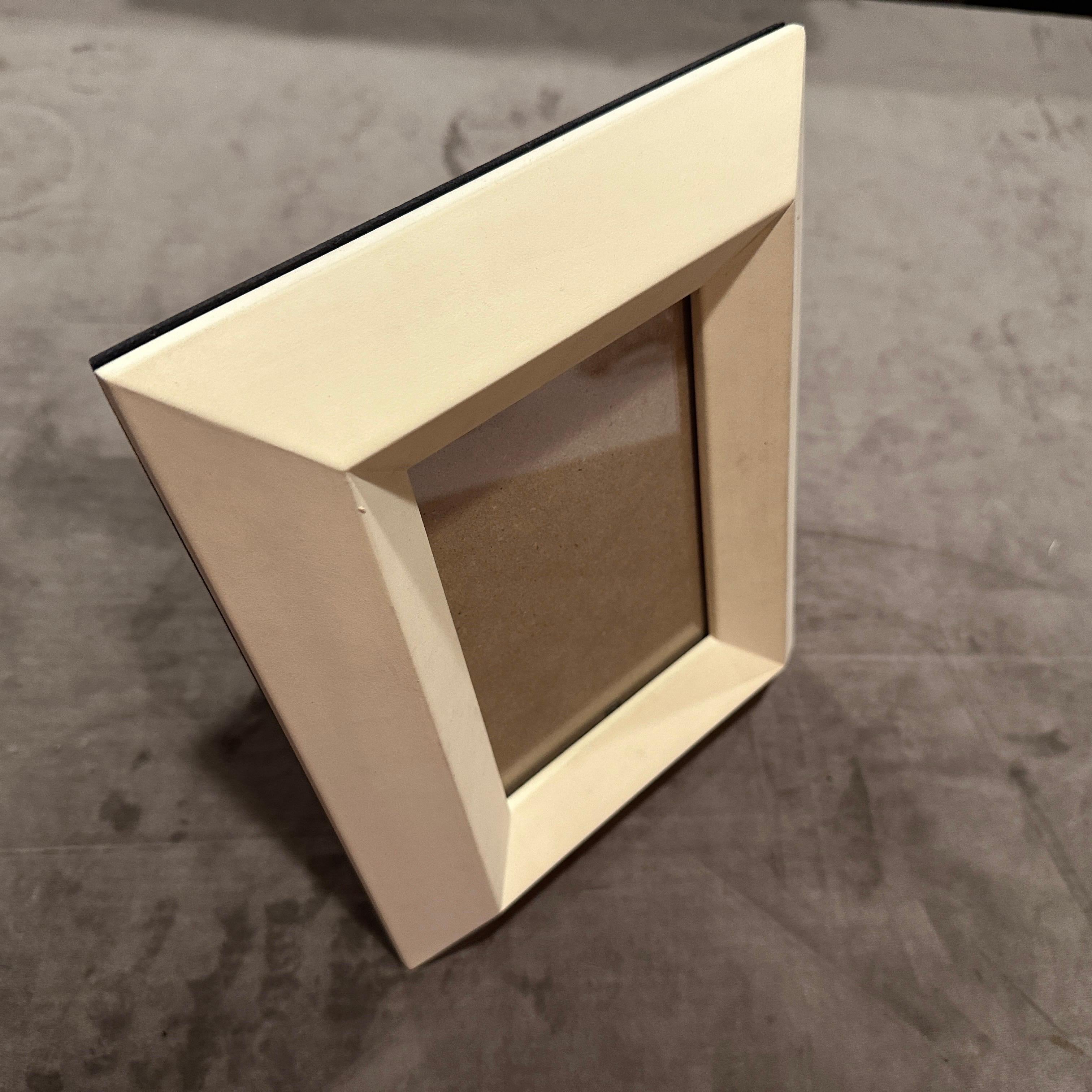 Minimalist 1990s Modern Ivory Lacquered Wood Italian Picture Frame by Bussolari For Sale