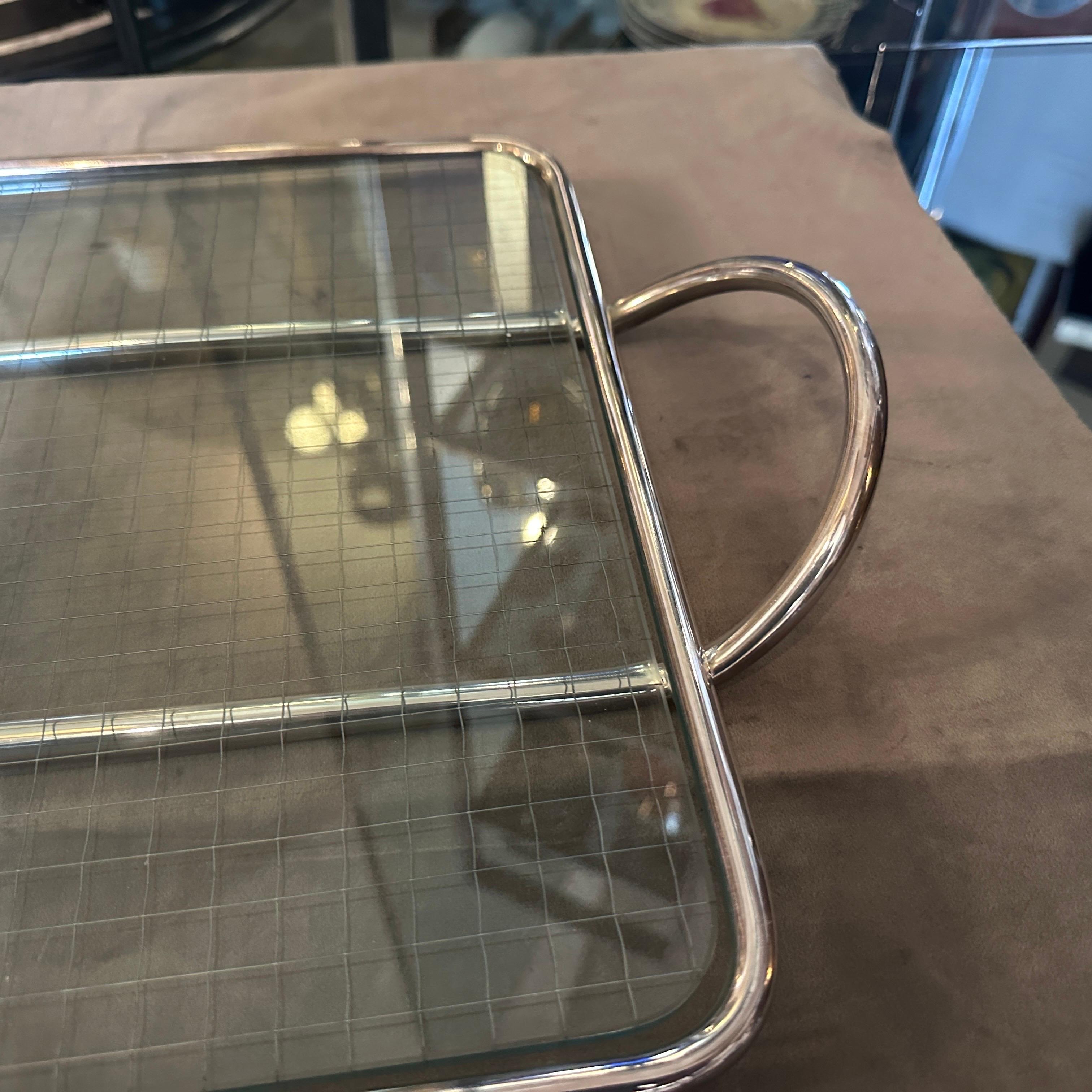 Modernes Lino Sabattini-Bartablett aus klarem Glas und versilbertem Glas, 1990er Jahre im Angebot 3