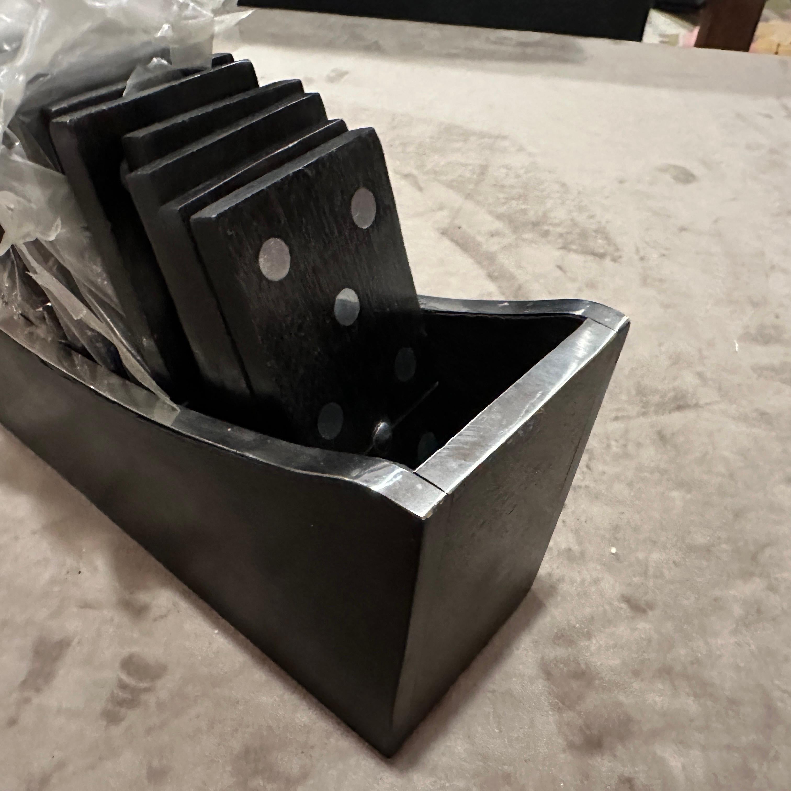 Gioco del domino italiano moderno e di lusso degli anni '90 in Wood e placcato in argento in vendita 3