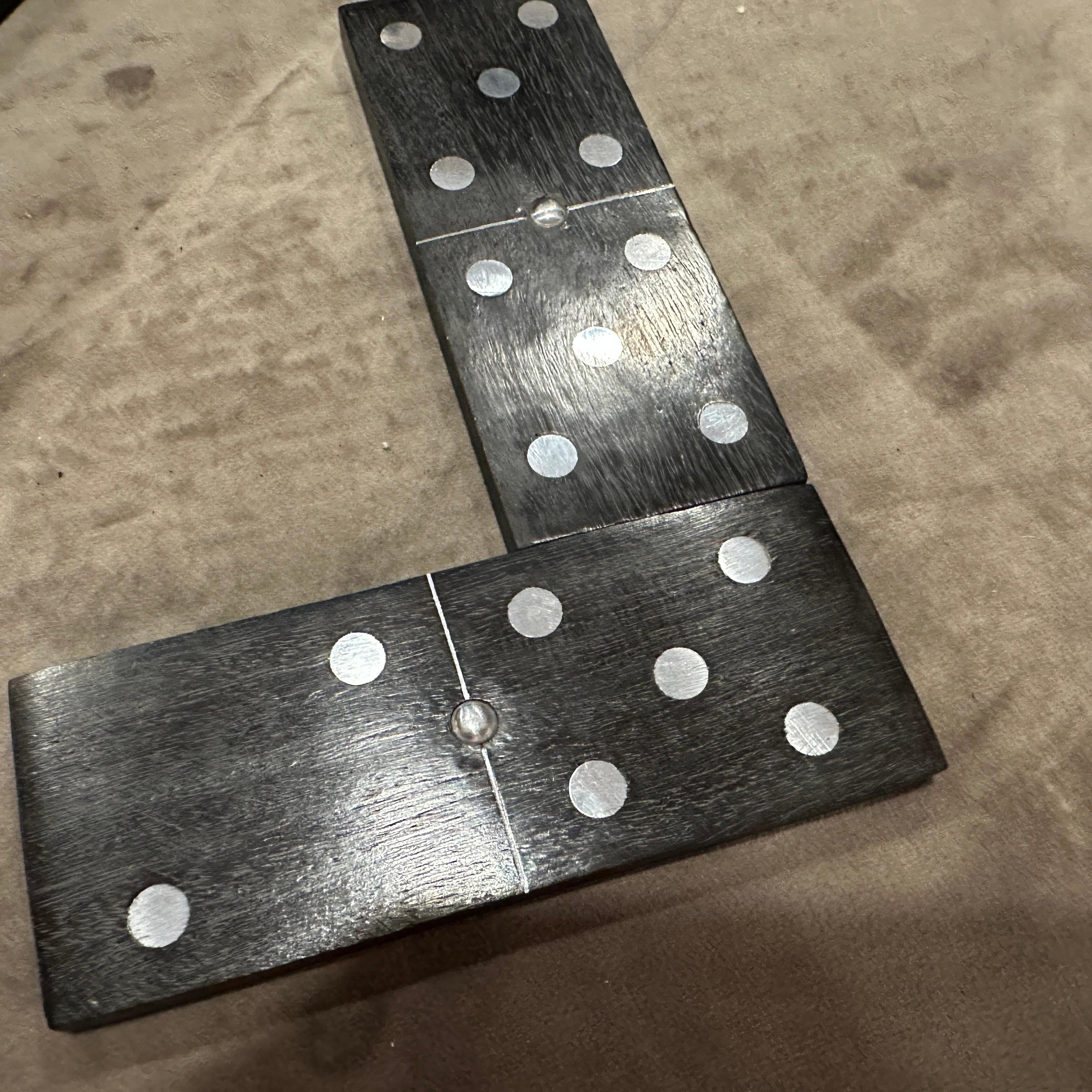 Gioco del domino italiano moderno e di lusso degli anni '90 in Wood e placcato in argento in vendita 4