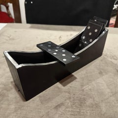 1990s Modern Luxury Wood and Silver Plated Italian Domino Table Game