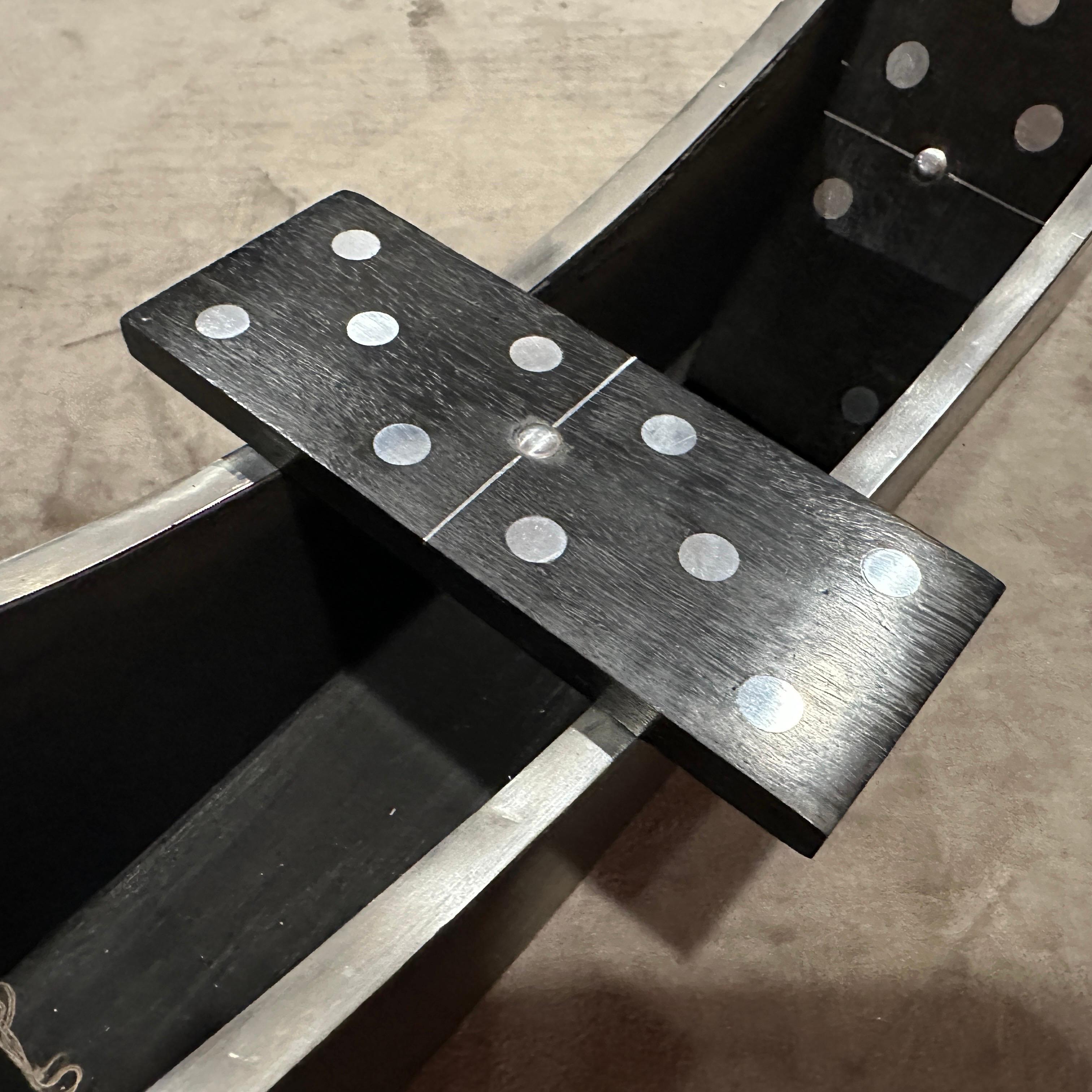 Fatto a mano Gioco del domino italiano moderno e di lusso degli anni '90 in Wood e placcato in argento in vendita
