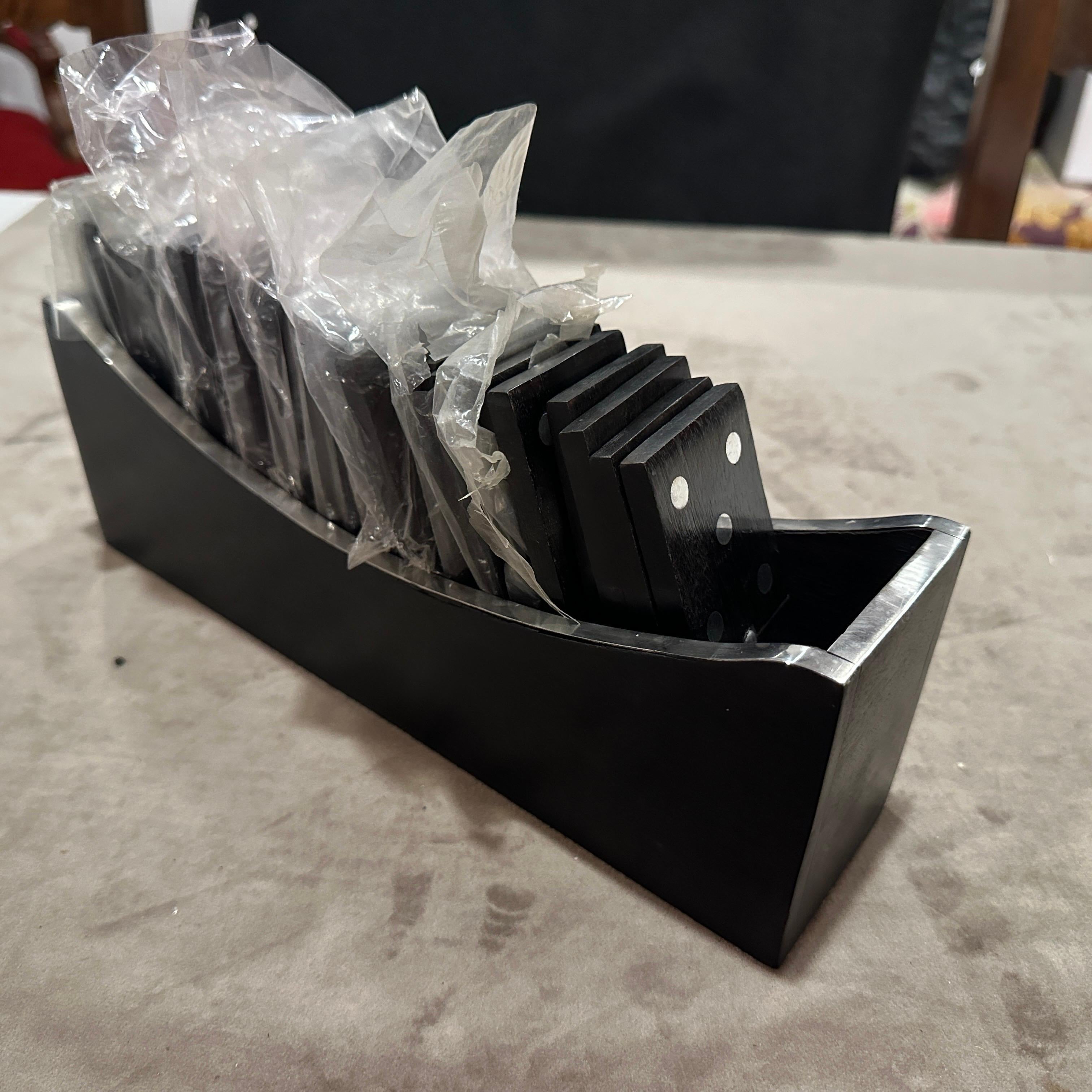 Placcato argento Gioco del domino italiano moderno e di lusso degli anni '90 in Wood e placcato in argento in vendita