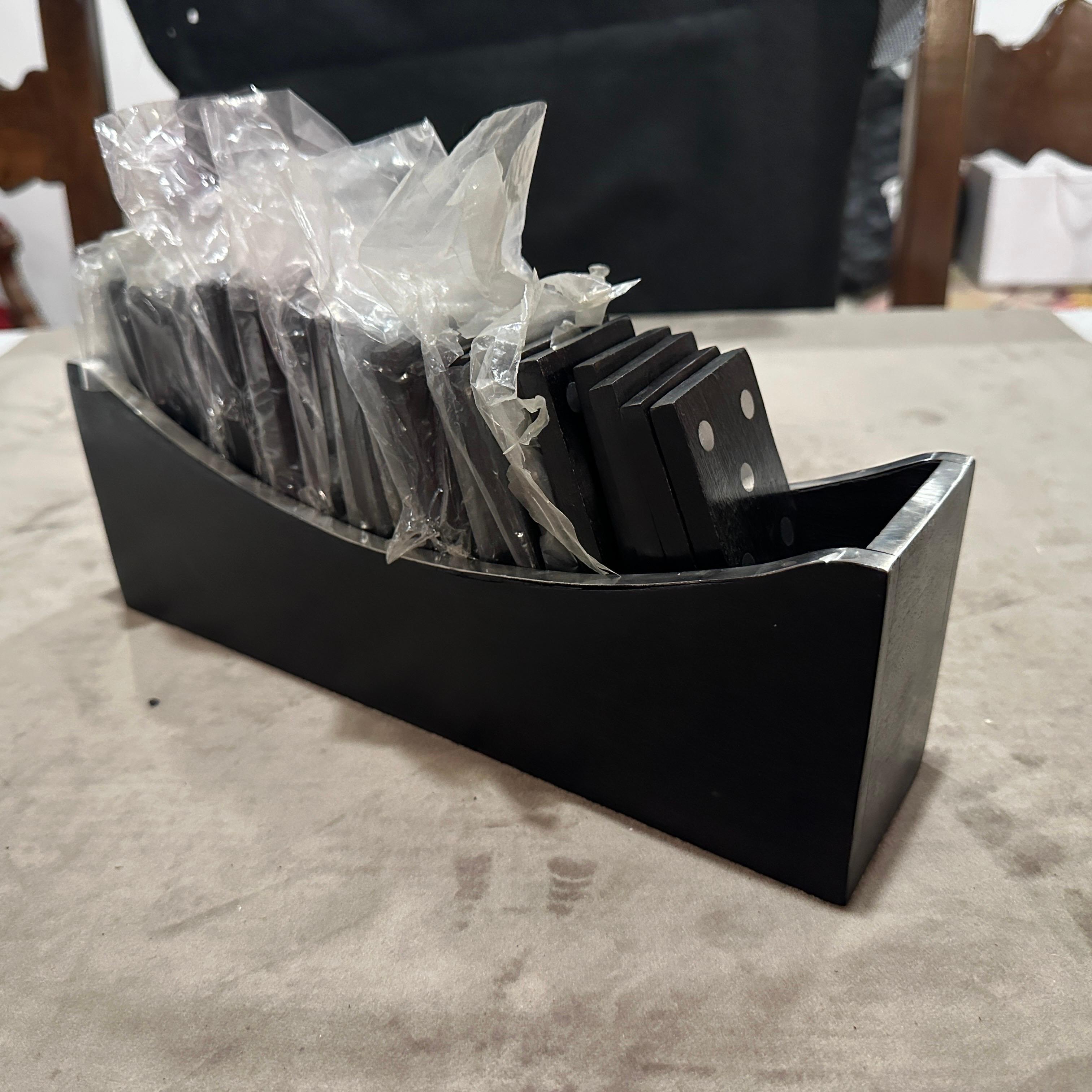 Gioco del domino italiano moderno e di lusso degli anni '90 in Wood e placcato in argento in vendita 1