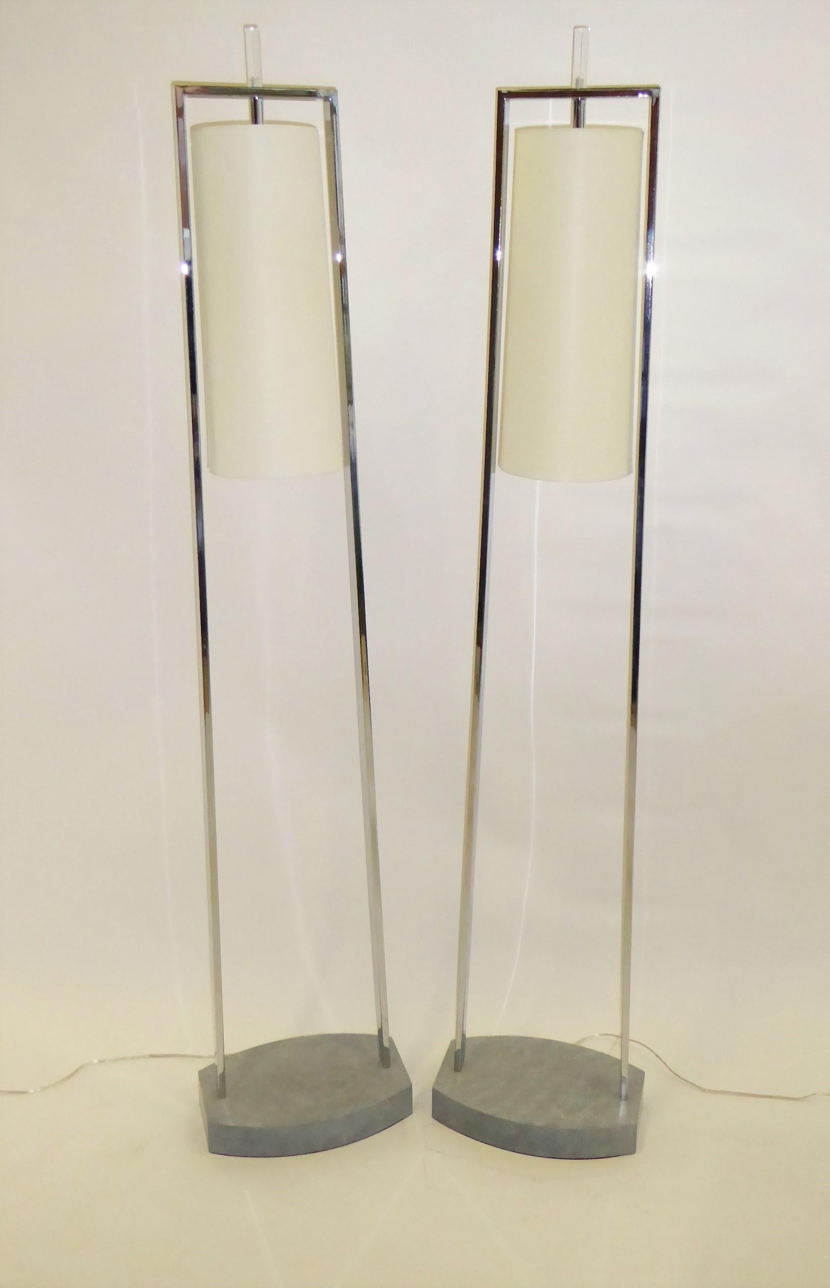 1990s Modern Minimalist Chrome Standing Floor Lamps in the Style of Paul Mayen 4