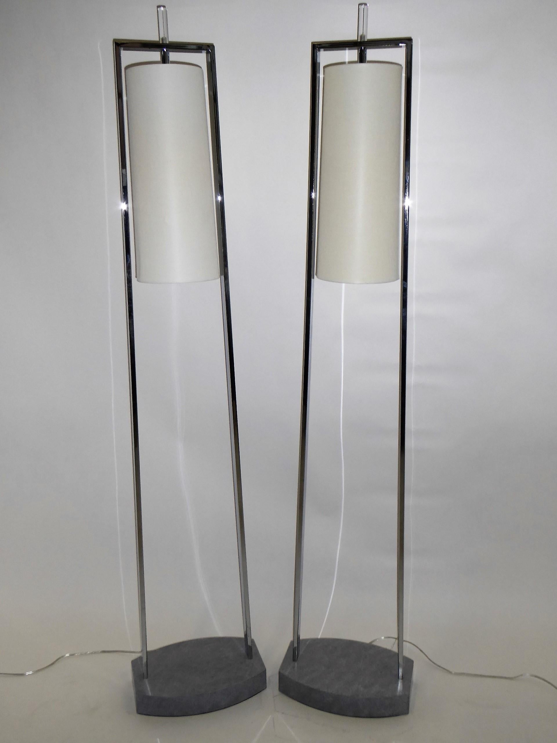 1990s Modern Minimalist Chrome Standing Floor Lamps in the Style of Paul Mayen 5