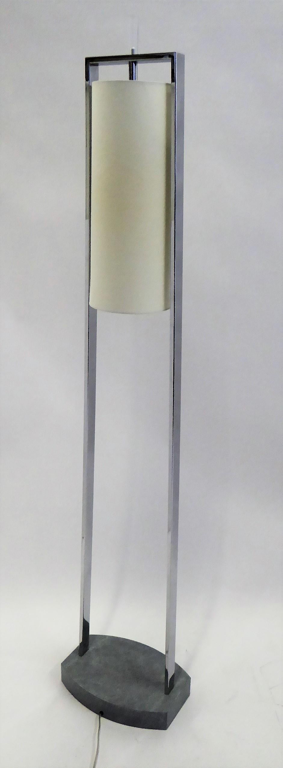 American 1990s Modern Minimalist Chrome Standing Floor Lamps in the Style of Paul Mayen