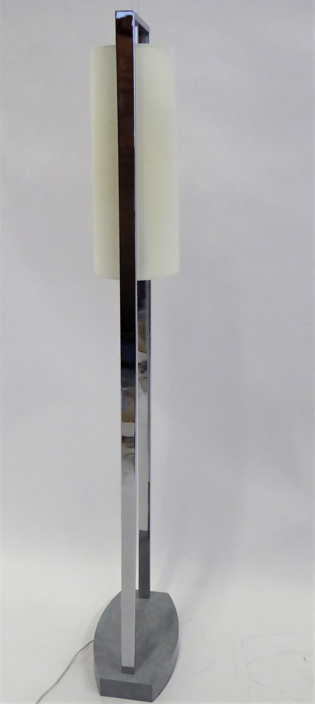 1990s Modern Minimalist Chrome Standing Floor Lamps in the Style of Paul Mayen In Good Condition In Miami, FL