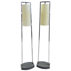 1990s Modern Minimalist Chrome Standing Floor Lamps in the Style of Paul Mayen