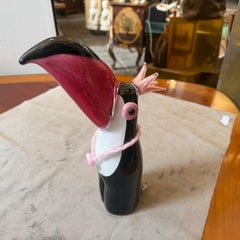 1990s Modern Pink Black and White Murano Glass Tucano by Dior Home