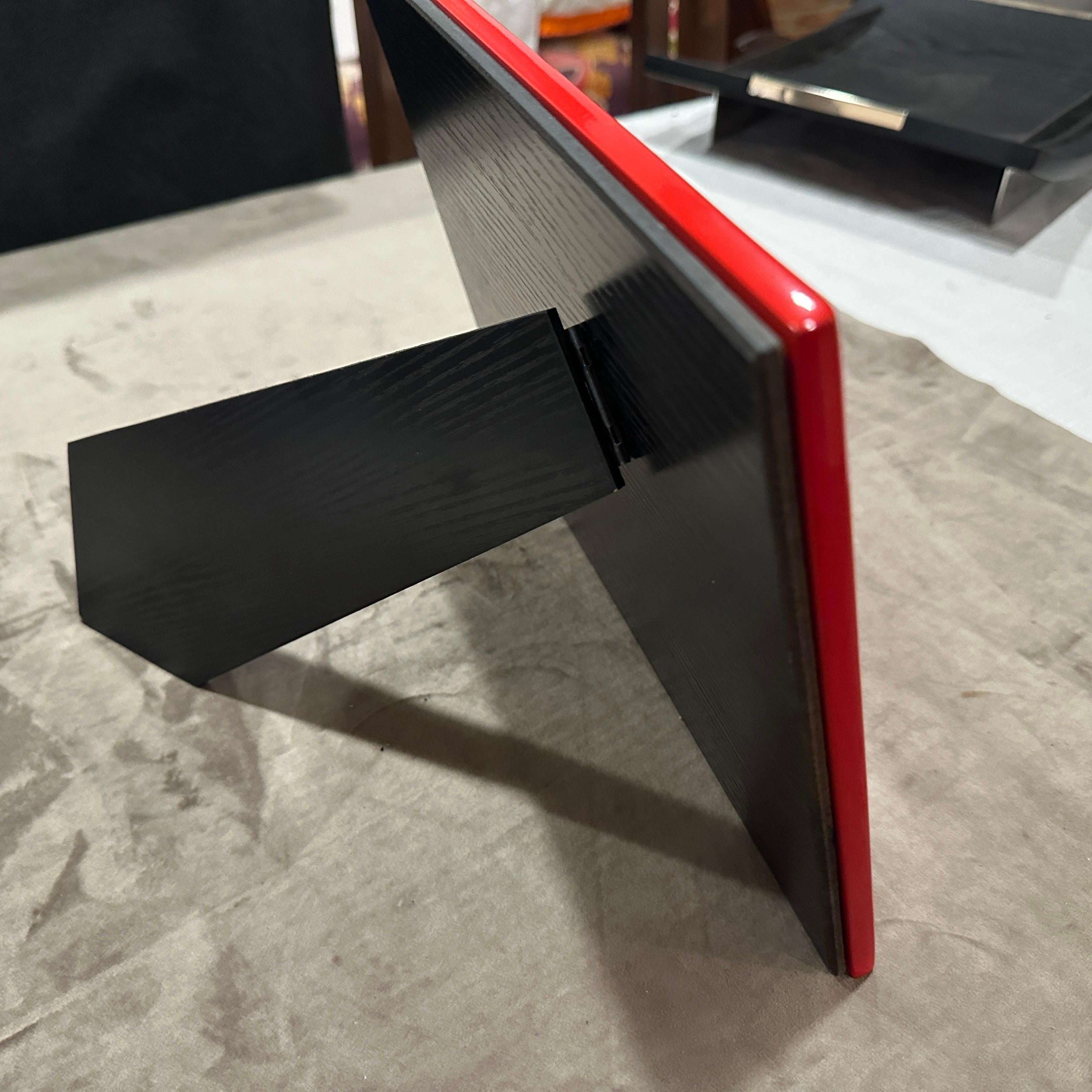 1990s Modern Red Lacquered Wood Italian Design Double Picture Frame by Bussolari For Sale 8
