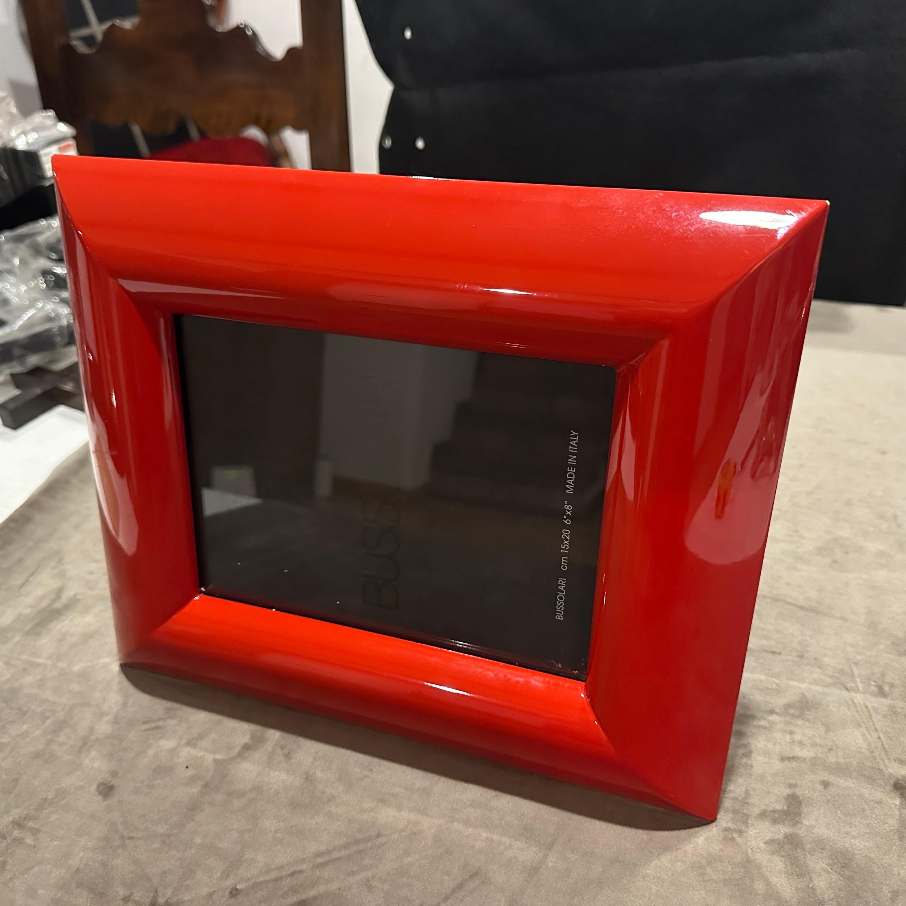 1990s Modern Red Lacquered Wood Italian Design Picture Frame by Bussolari For Sale 7
