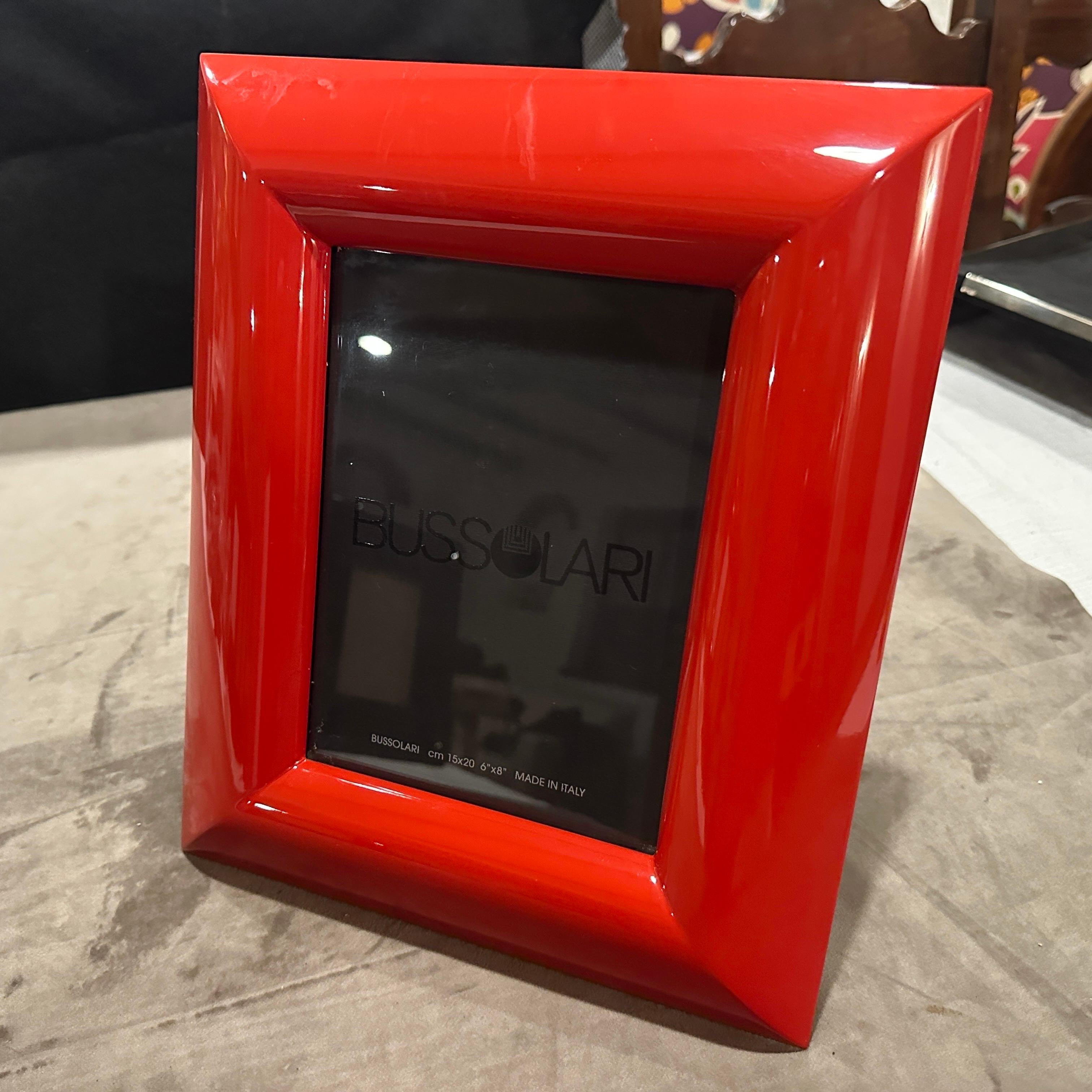 1990s Modern Red Lacquered Wood Italian Design Picture Frame by Bussolari For Sale 8