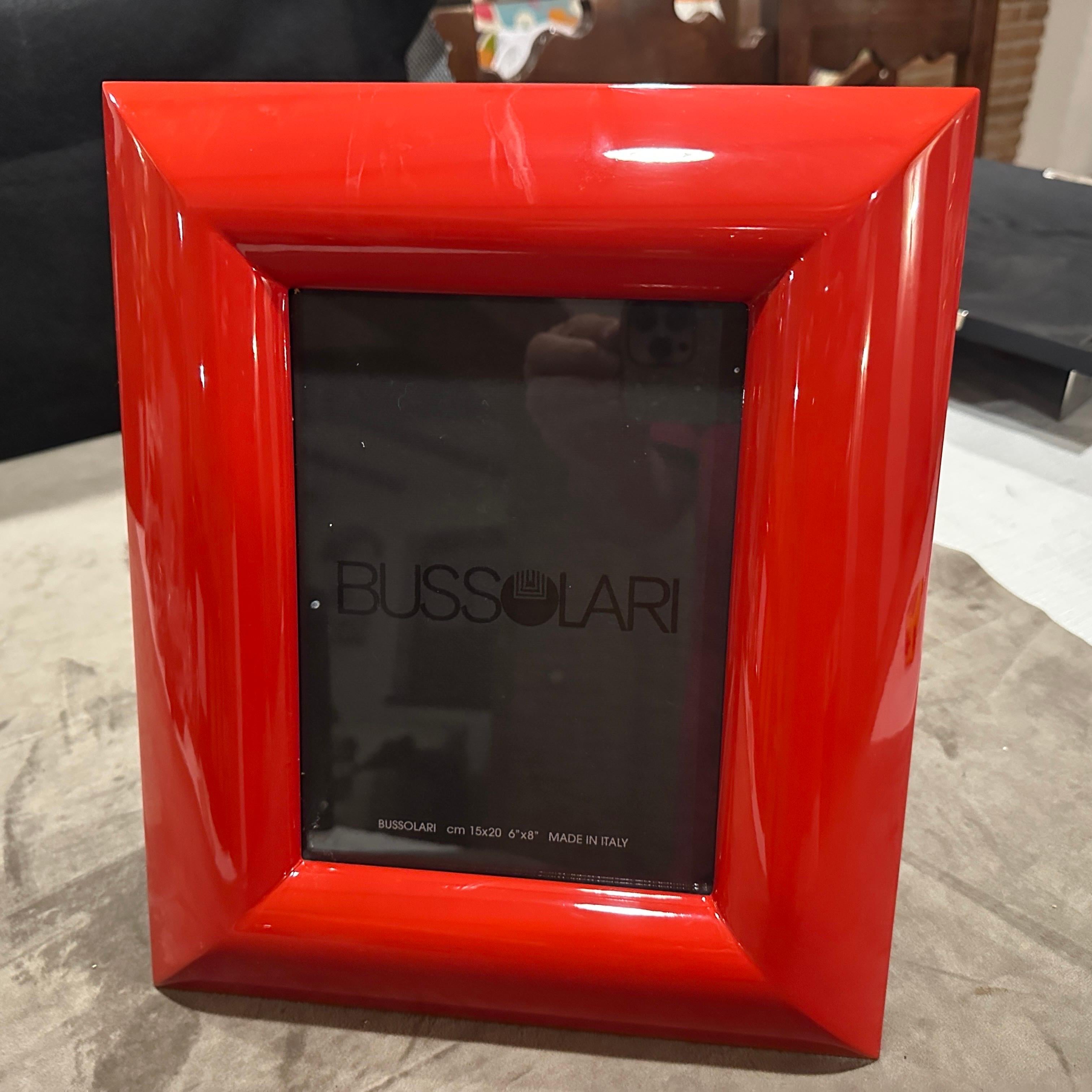 1990s Modern Red Lacquered Wood Italian Design Picture Frame by Bussolari For Sale 9
