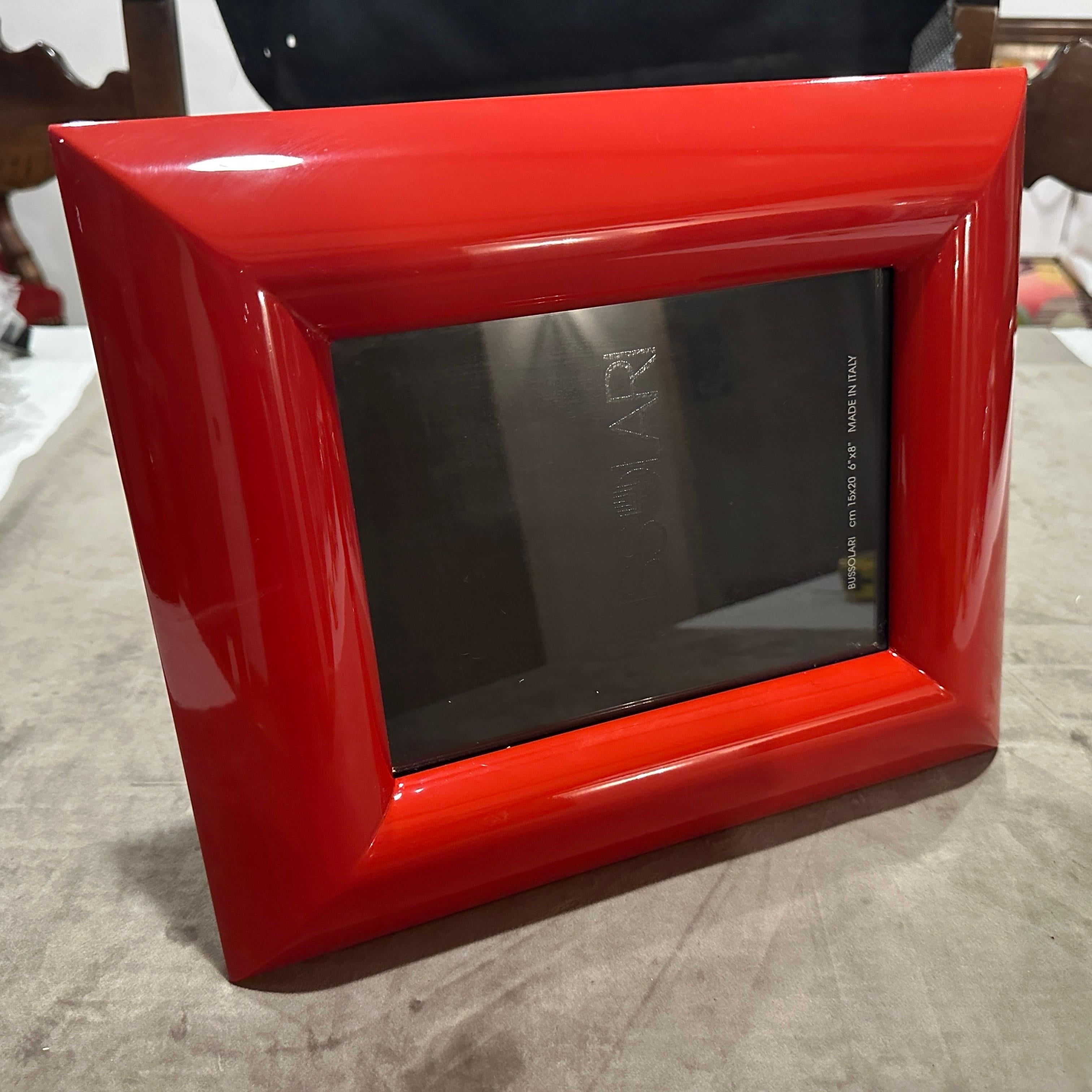 1990s Modern Red Lacquered Wood Italian Design Picture Frame by Bussolari For Sale 5