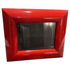 1990s Modern Red Lacquered Wood Italian Design Picture Frame by Bussolari