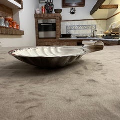 1990s Modern Silver Plated and Glass Shell Plate by Lino Sabattini