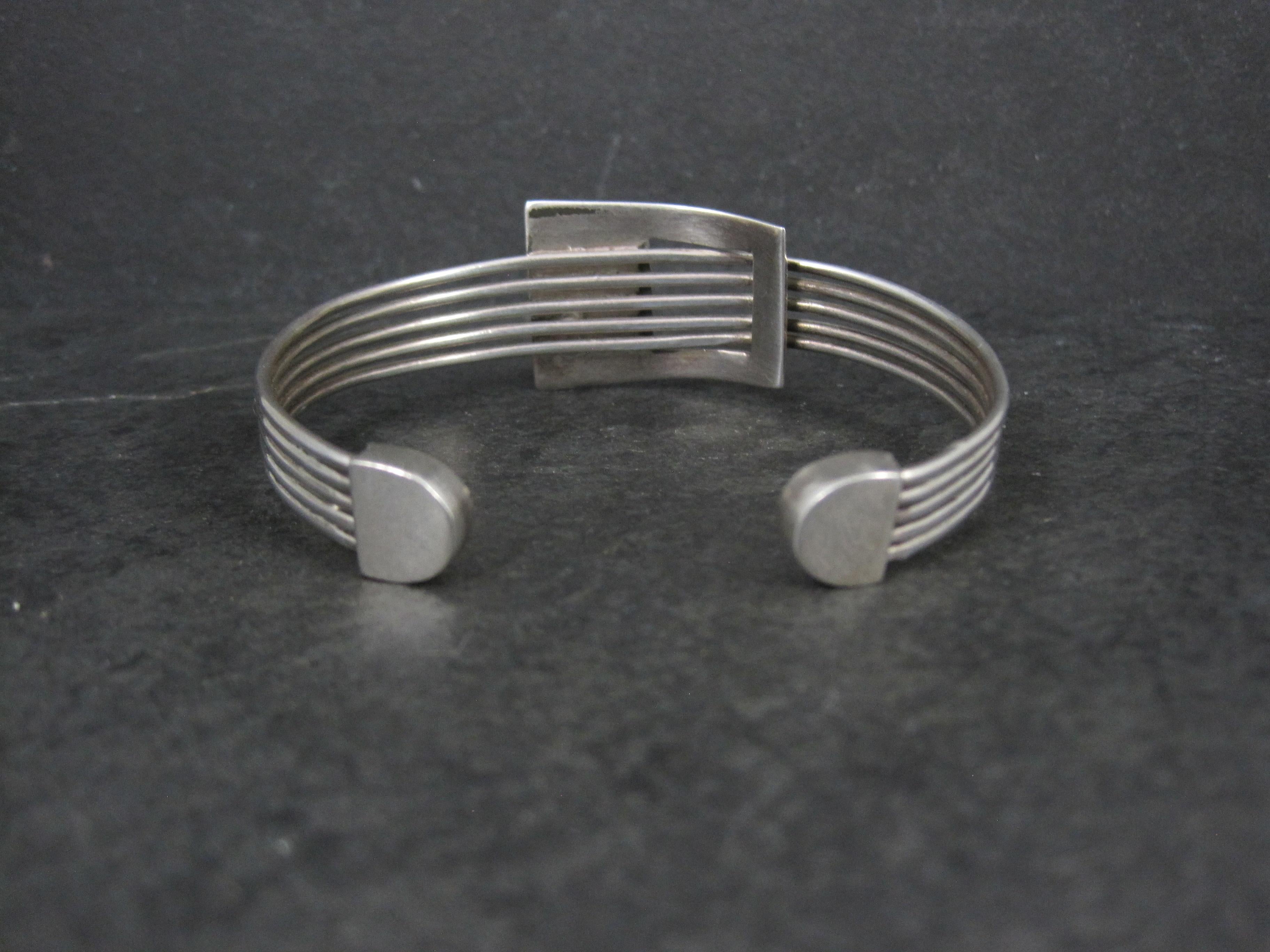 1990s Modern Sterling Silver Cuff Bracelet 7 Inches For Sale 1