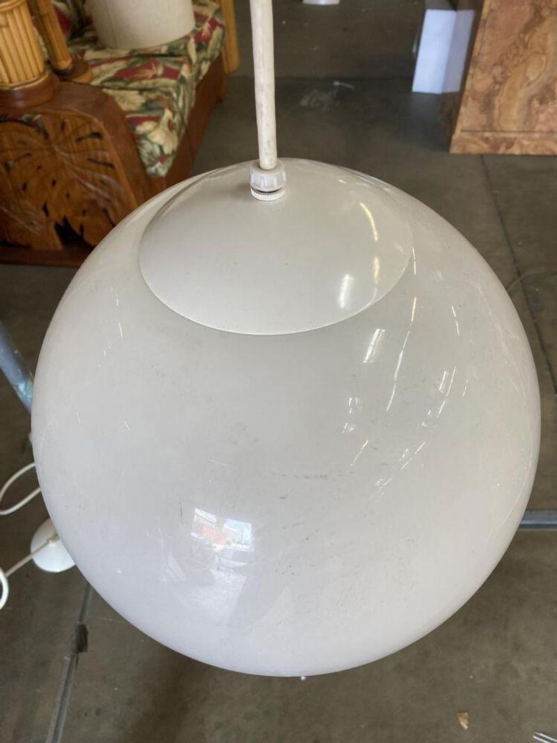 1990s Modern Style Hanging Glass Globe Pendant Light, Pair For Sale 3