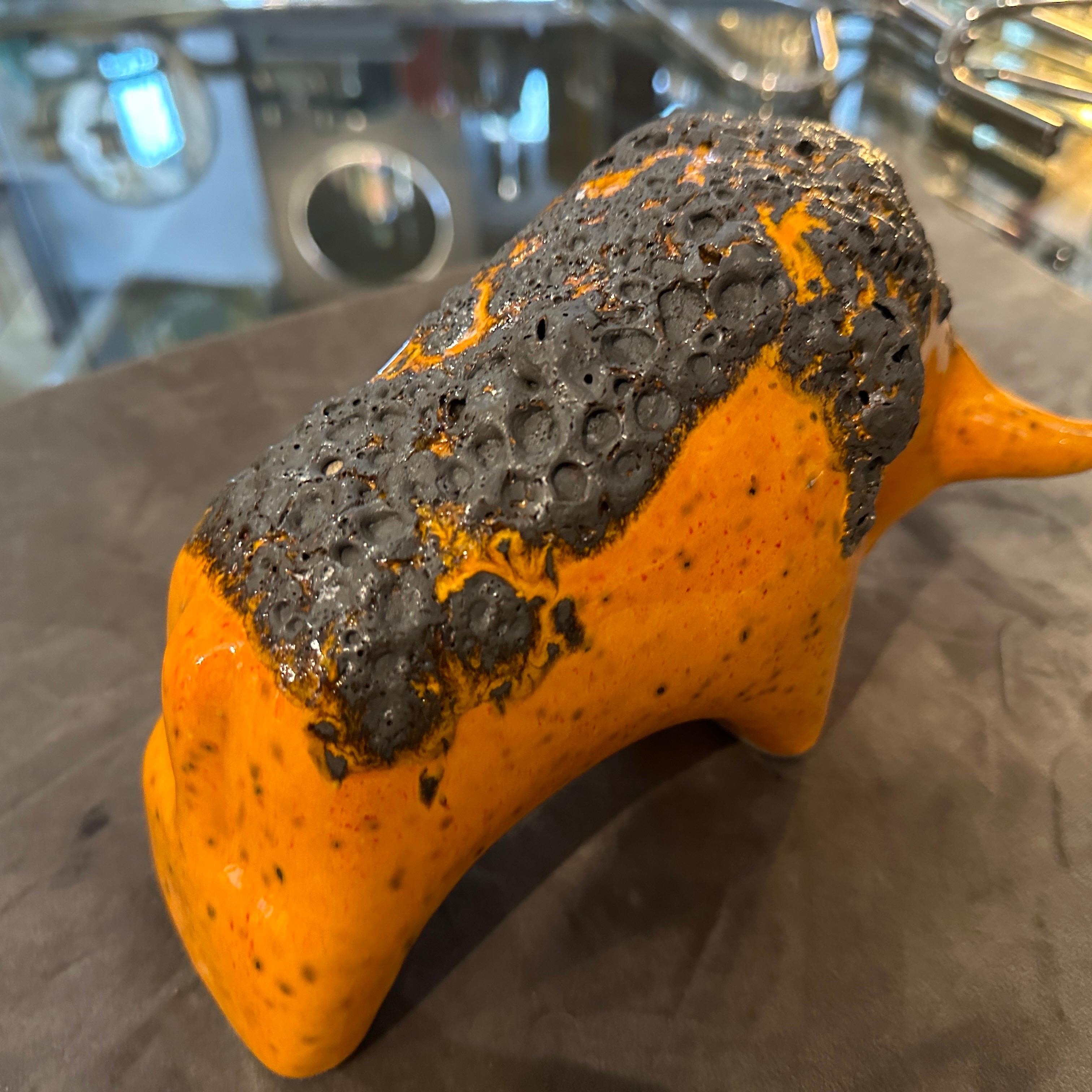 Modernistischer orangefarbener und schwarzer Fat Lava-Keramik-Schwanz von Otto Keramik, 1990er Jahre (Deutsch) im Angebot