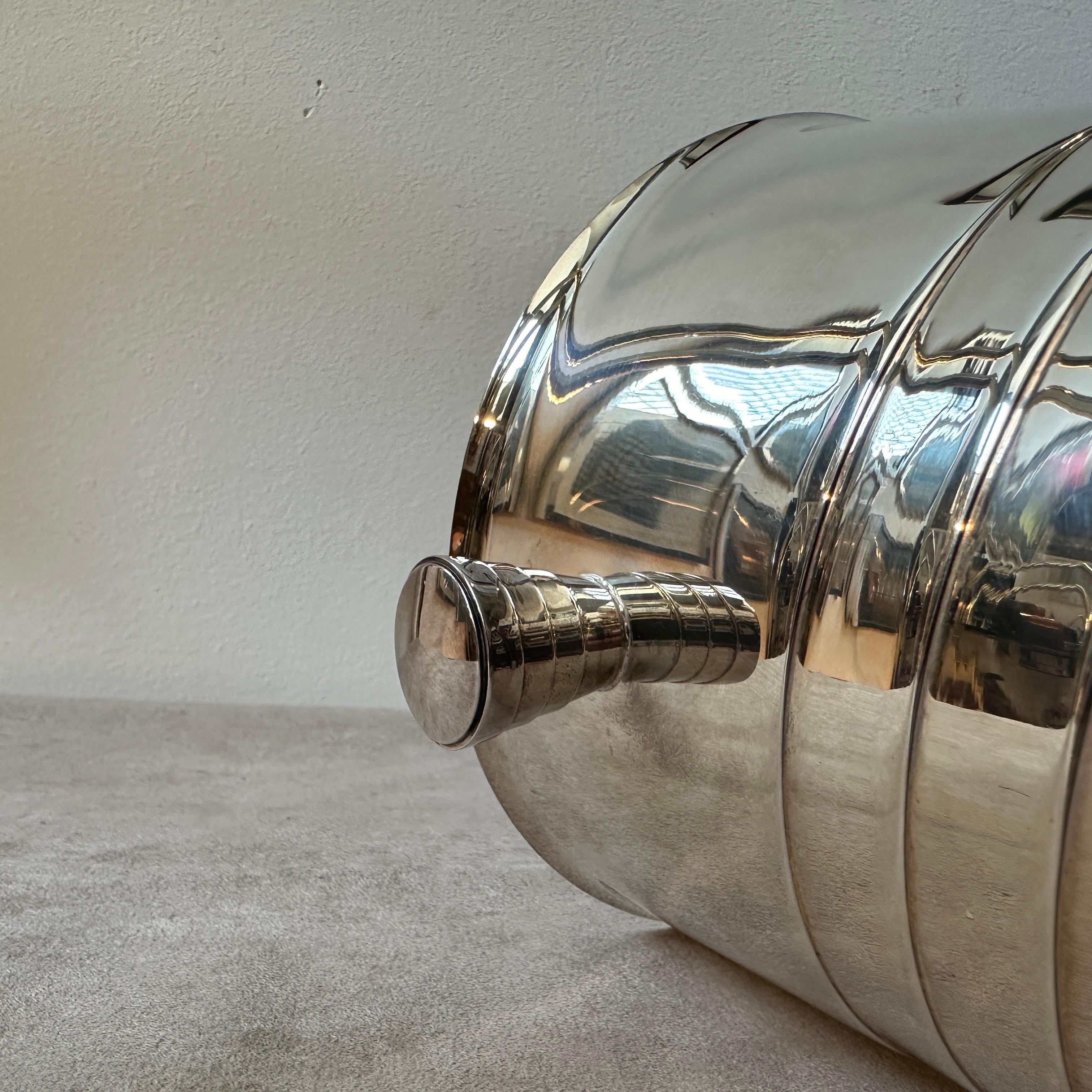 1990s Modernist Silver Plated French Ice Bucket by Christofle For Sale 3