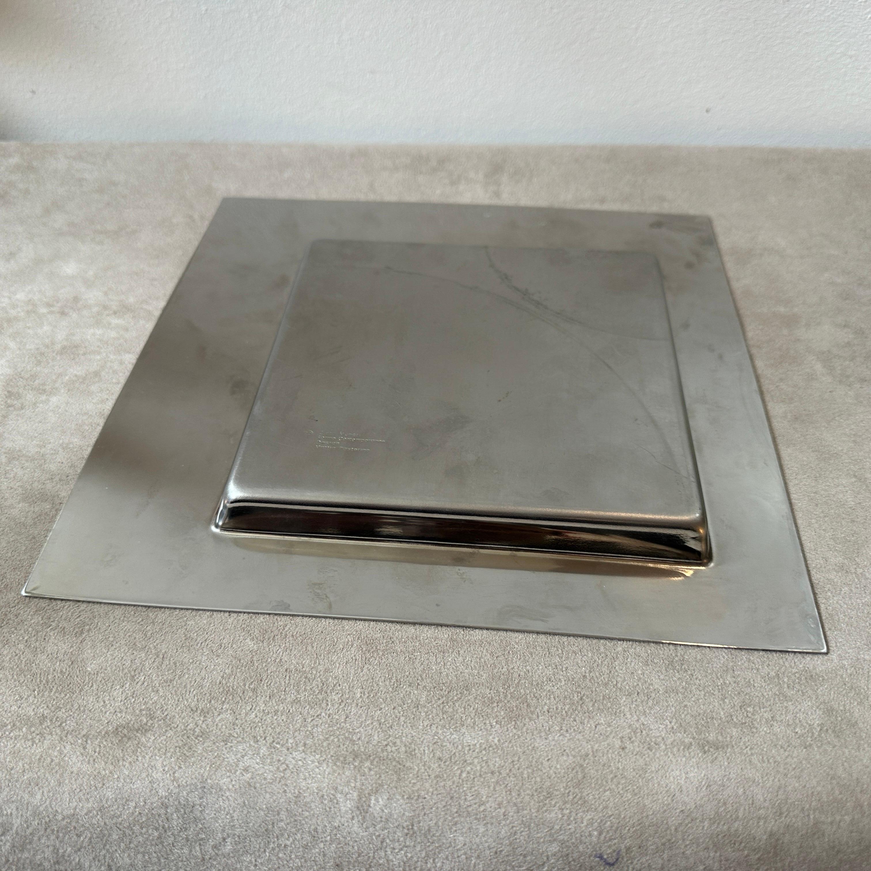 1990s Modernist Silver Plated Vide Poche by Mattia Pastorino for Cleto Munari For Sale 1