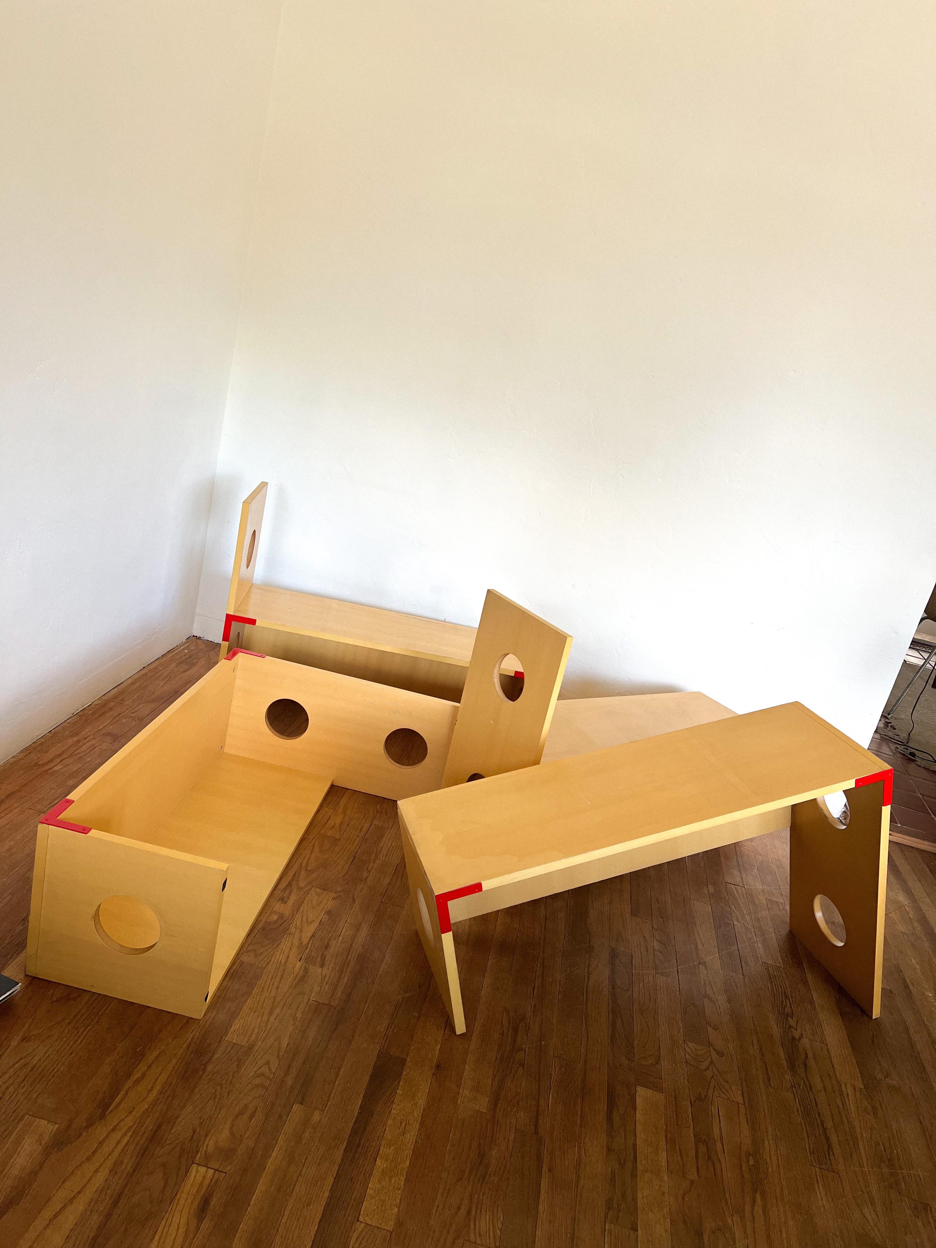 Estantería modular postmoderna de abedul de los años 90 al estilo de Philippe Starck en venta 2