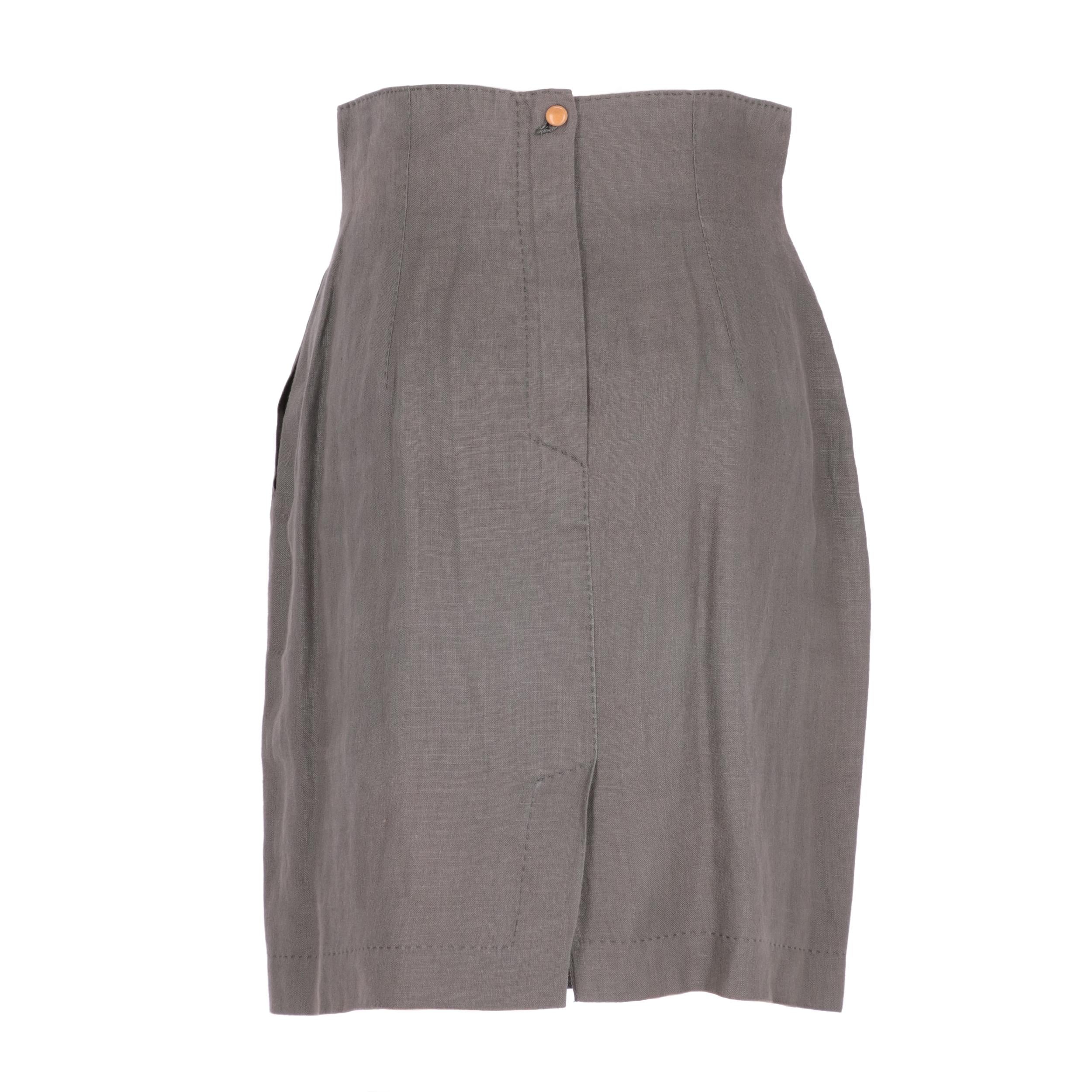 Gray 1990s Montana Linen Skirt For Sale
