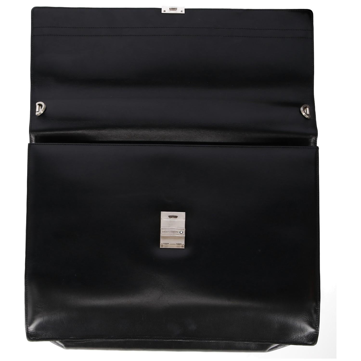 1990s Montblanc Black Leather Briefcase 2