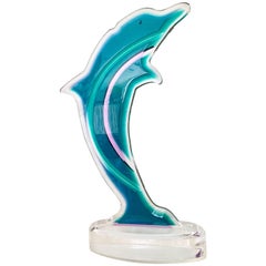 1990'S Monumental Lucite Carved Dolphin Sculpture by, Muniz