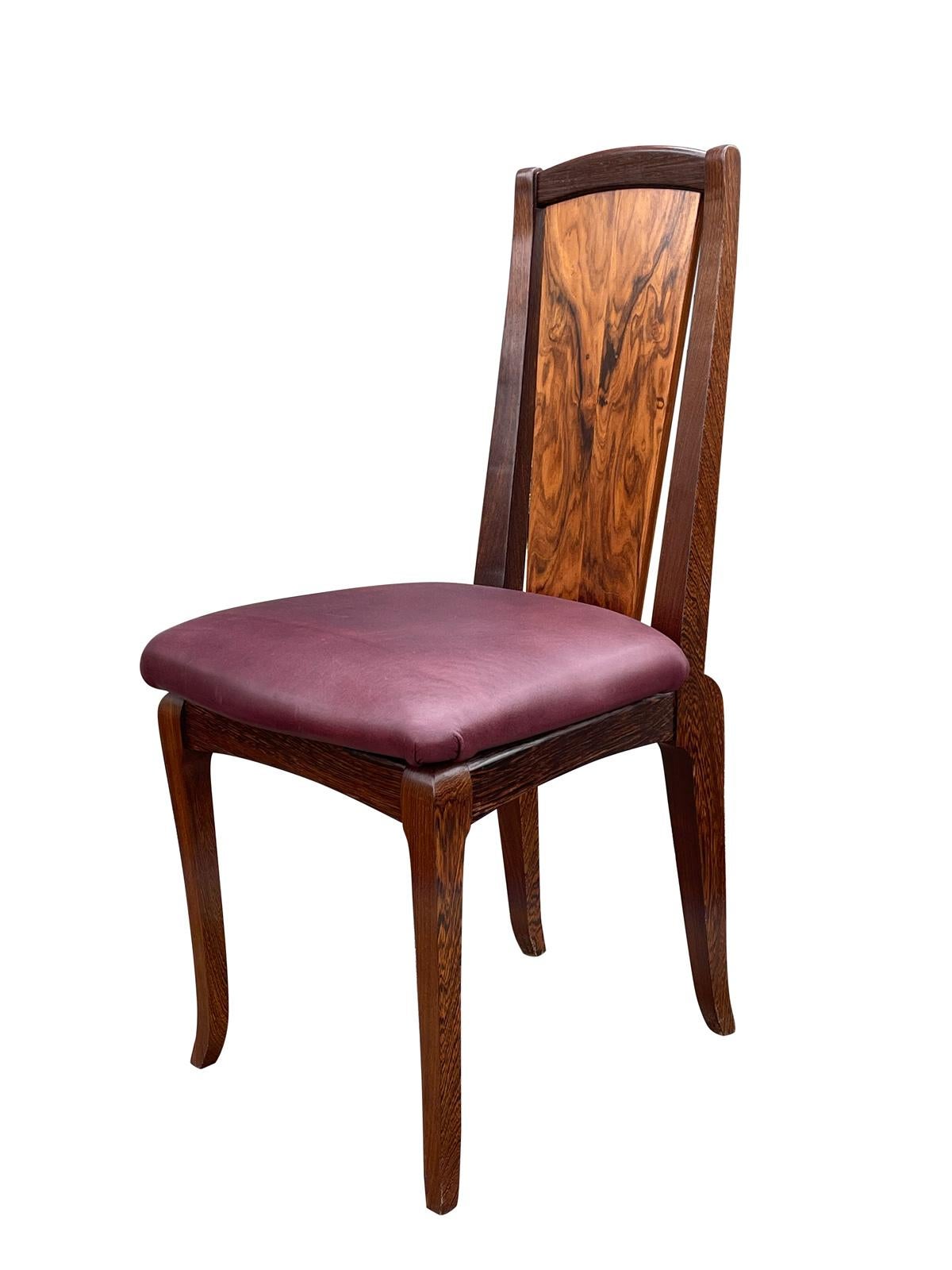 American 1990s Morado Rosewood & Leather Dining Chairs in the Manner of Nakashima