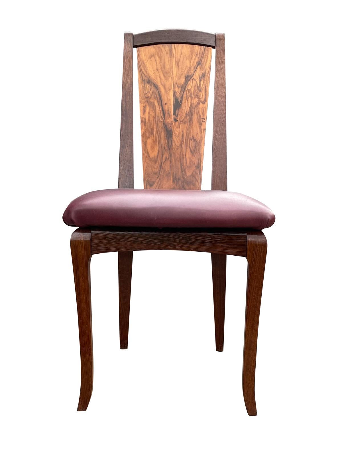 Late 20th Century 1990s Morado Rosewood & Leather Dining Chairs in the Manner of Nakashima