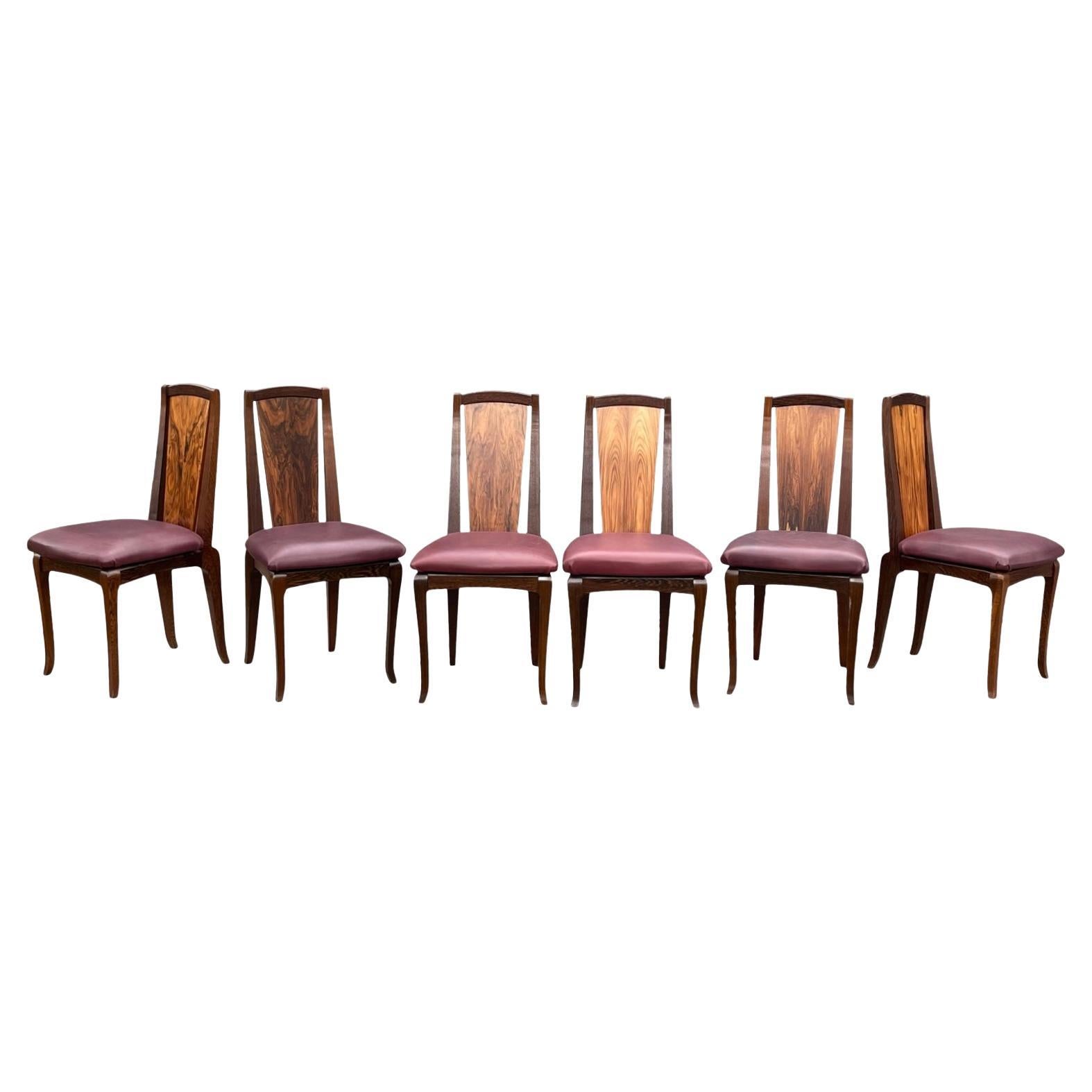 1990s Morado Rosewood & Leather Dining Chairs in the Manner of Nakashima