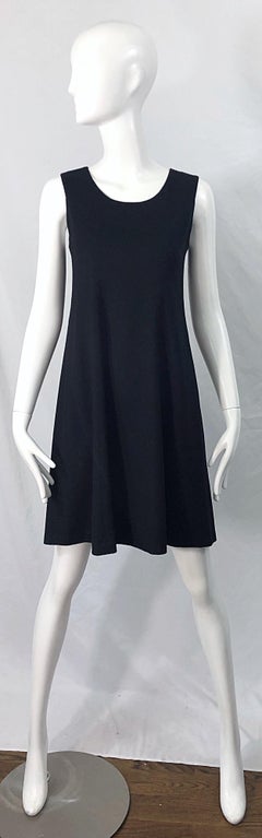 1990s Morgan Le Fay by Liliana Casbal Black Wool Minimalist Vintage 90s Dress