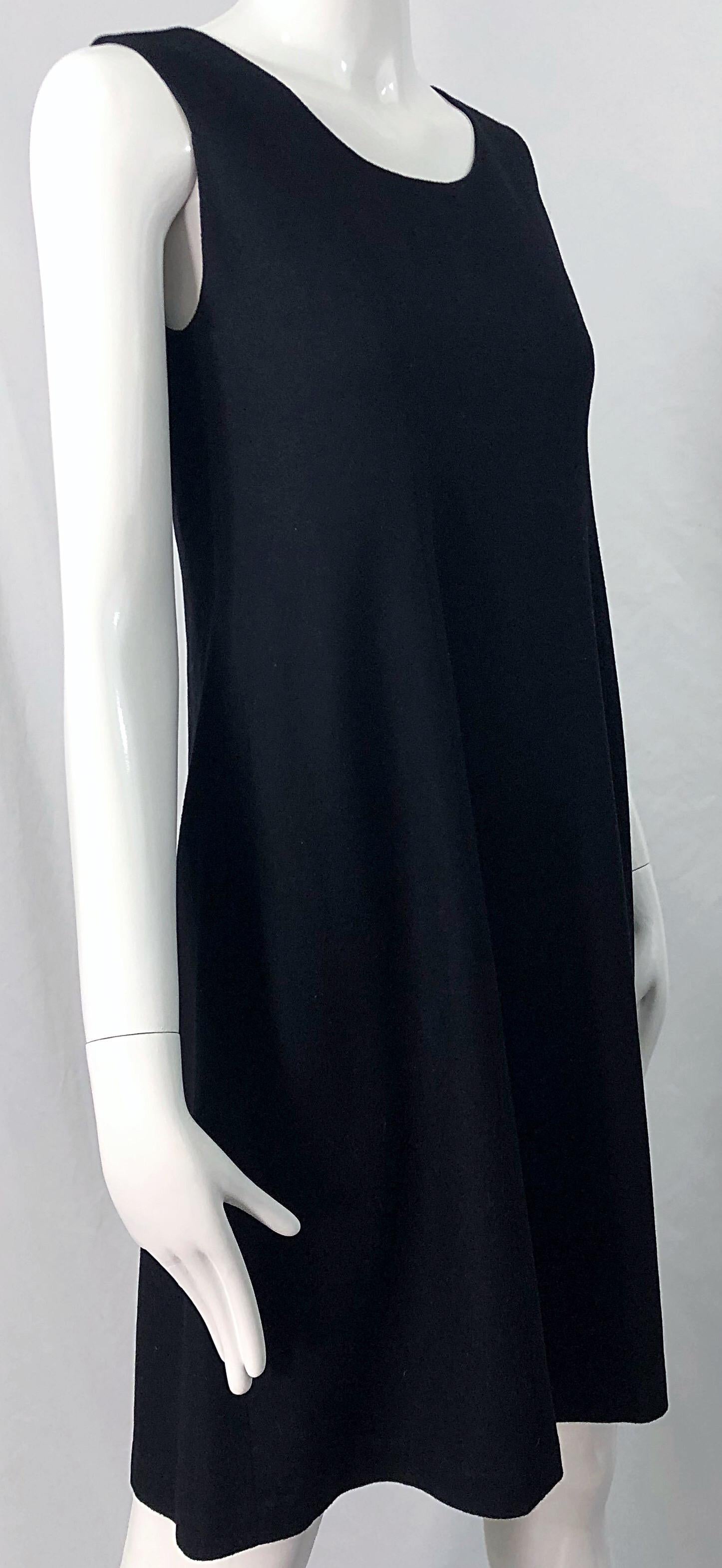 1990s Morgan Le Fay by Liliana Casbal Black Wool Minimalist Vintage 90s Dress In Excellent Condition For Sale In San Diego, CA