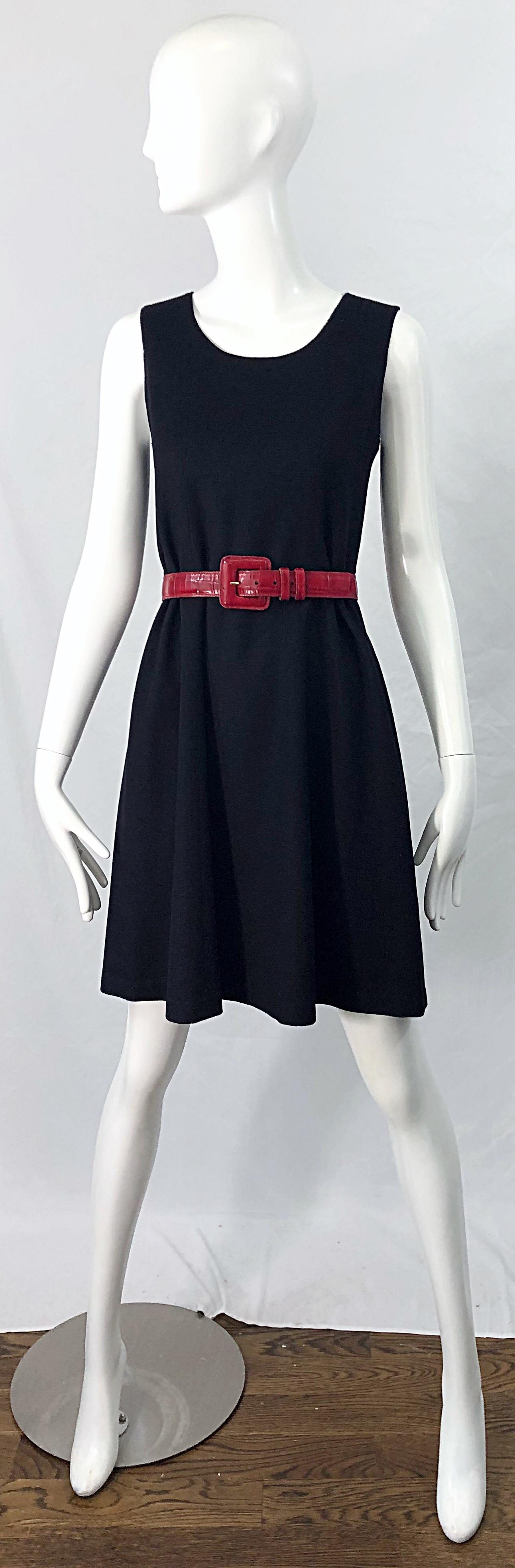 Women's 1990s Morgan Le Fay by Liliana Casbal Black Wool Minimalist Vintage 90s Dress For Sale