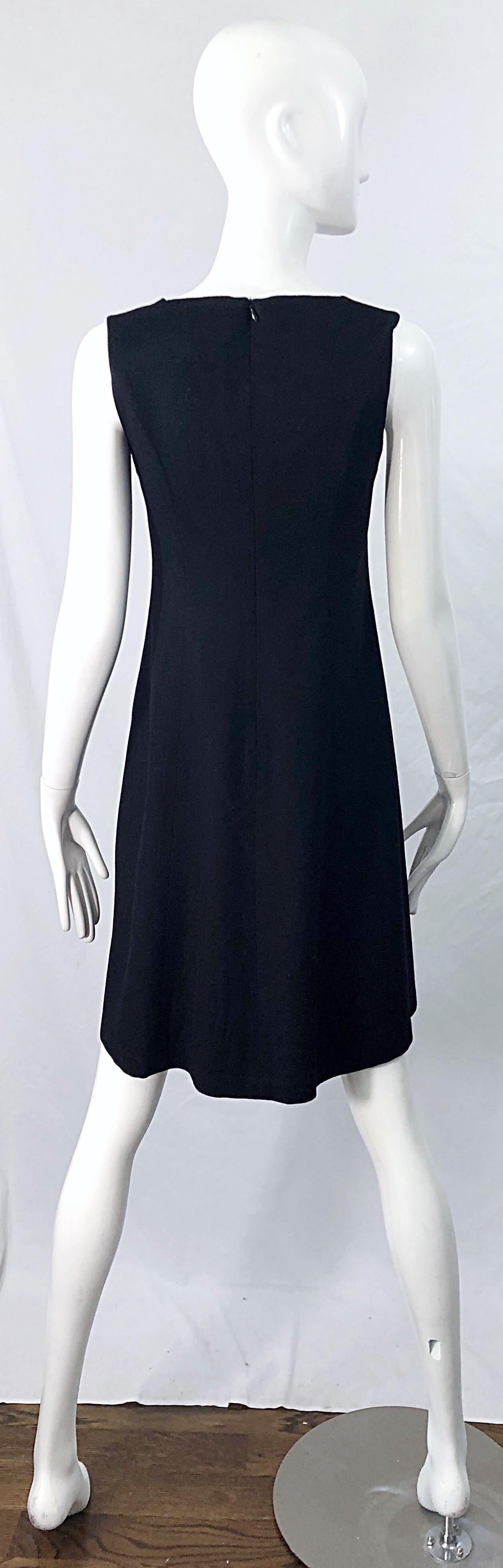 1990s Morgan Le Fay by Liliana Casbal Black Wool Minimalist Vintage 90s Dress For Sale 1