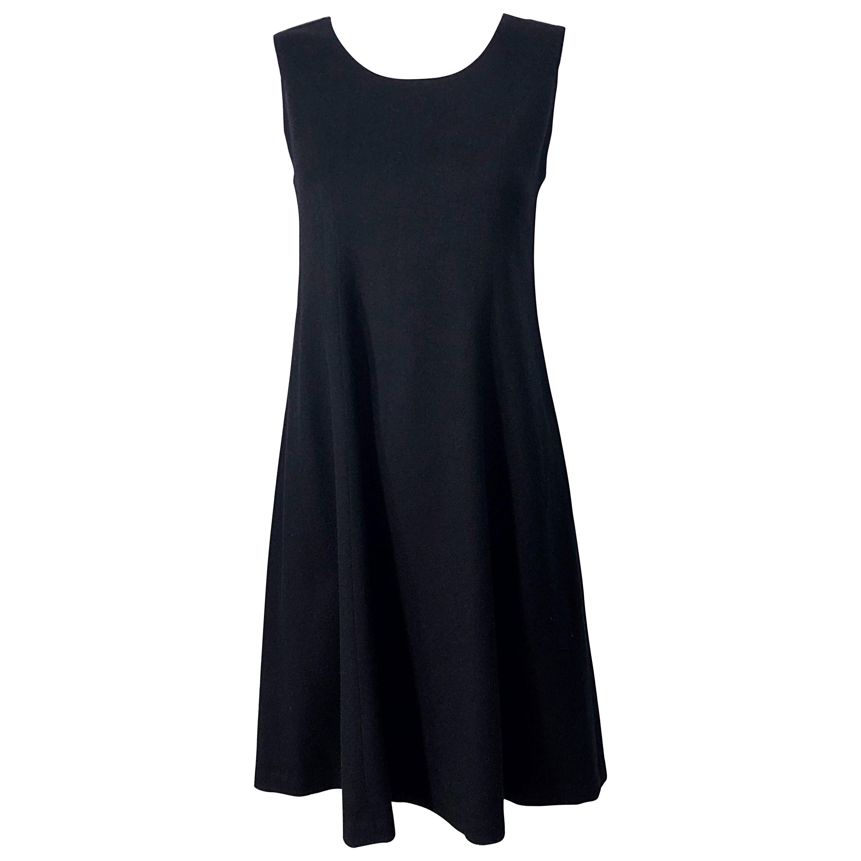 1990s Morgan Le Fay by Liliana Casbal Vestido Minimalista Vintage 90s Lana Negra en venta
