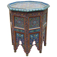 1990s Moroccan Coffee Table Richly Decorated in Arabic Geometric Motifs