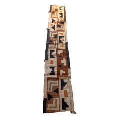 1990s, Moroccan Hand-Stitched Raffia Fabric with Geometrical Shapes