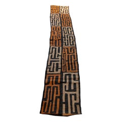 1990s Moroccan Hand-Stitched Raffia Fabric with Geometrical Shapes
