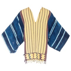 MORPHEW COLLECTION Hand Woven Cotton Unisex Poncho Made From African & Guatemal