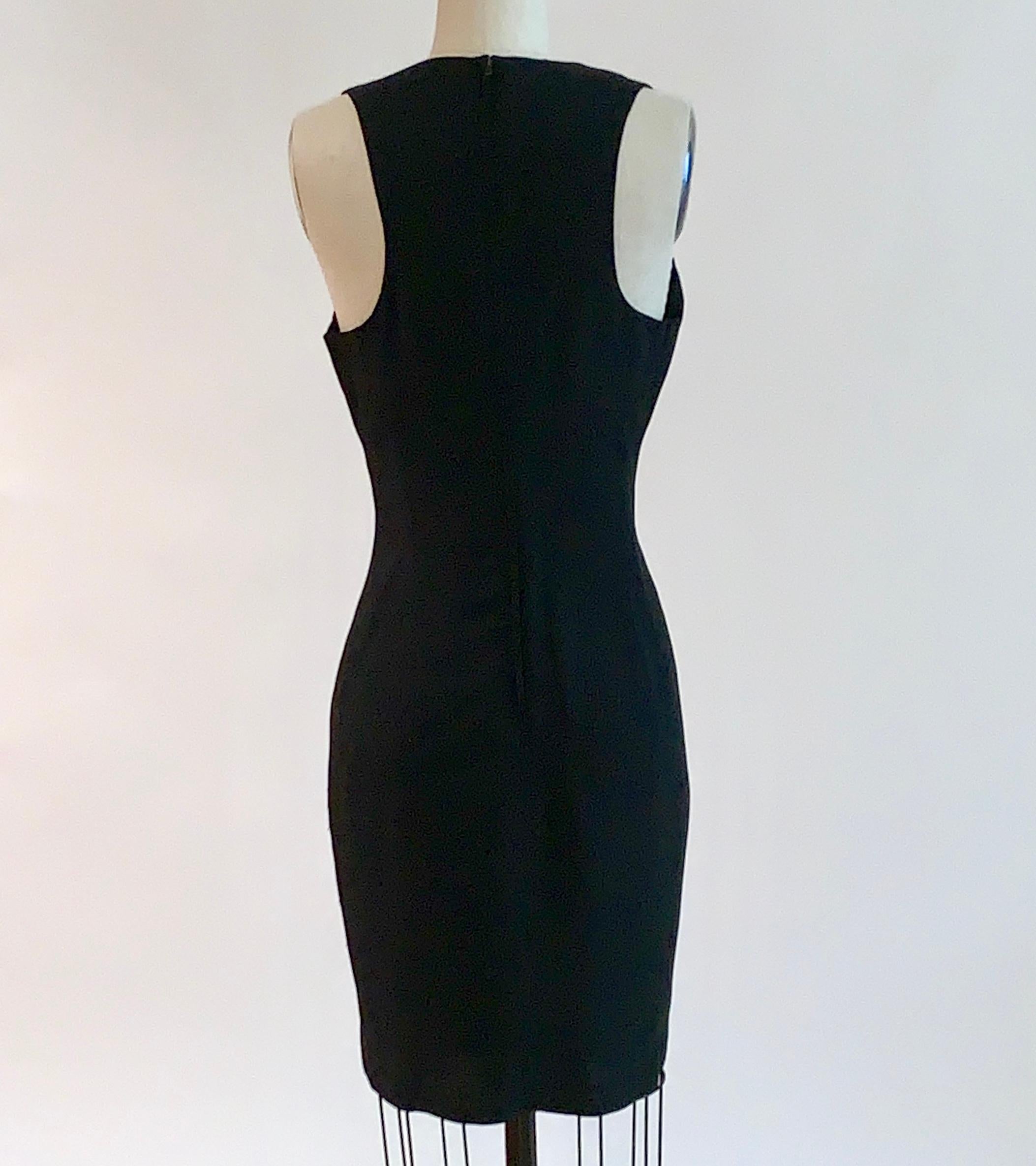 Women's 1990s Moschino 4 Your Eyes Only Peekaboo Black and Gold Pencil Dress
