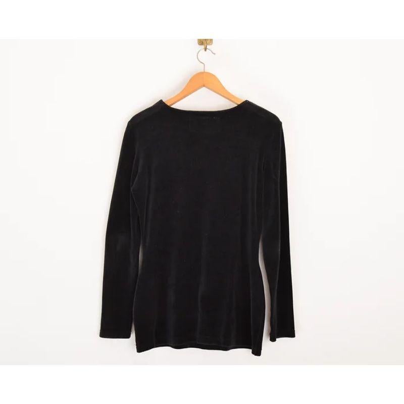Black 1990's Moschino 'All This and Glamour Too' Velvet Slogan Logo Long Sleeve Top For Sale