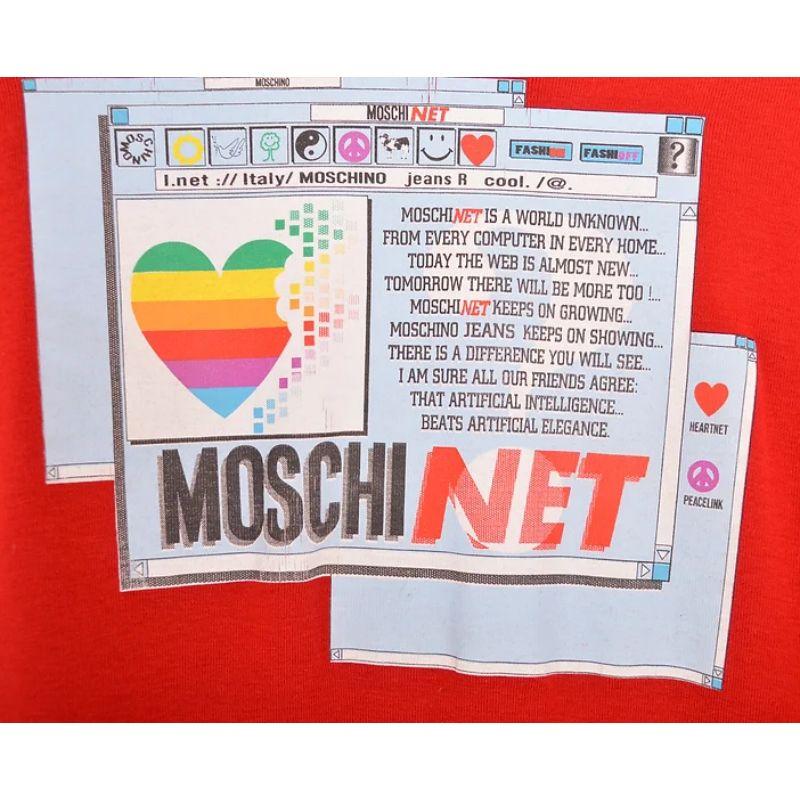 1990's Moschino 'Apple Mac' Red Long Sleeve Parody Logo T Shirt In Good Condition For Sale In Sheffield, GB