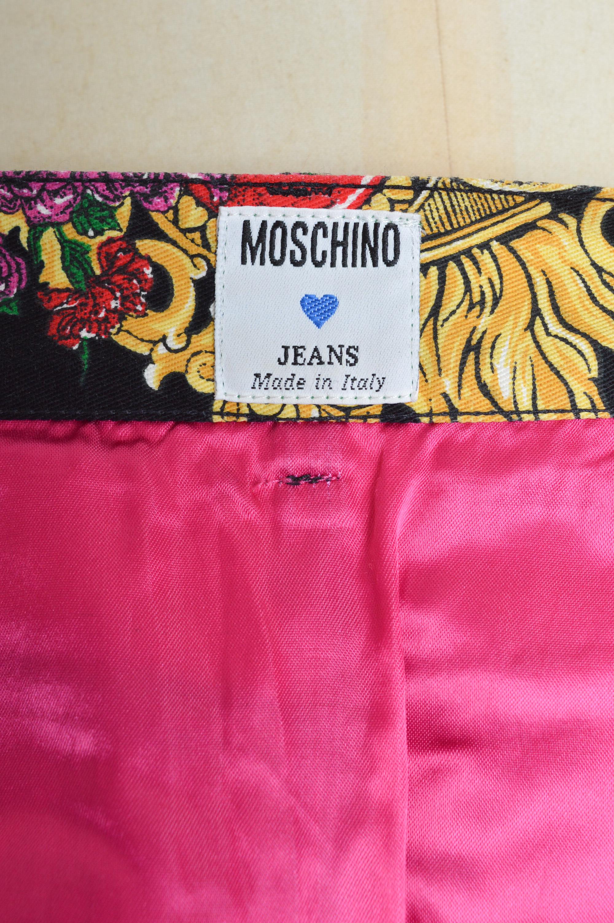 1990's MOSCHINO Baroque Italian Heart Denim Jacket & Matching Mini Skirt Set For Sale 9