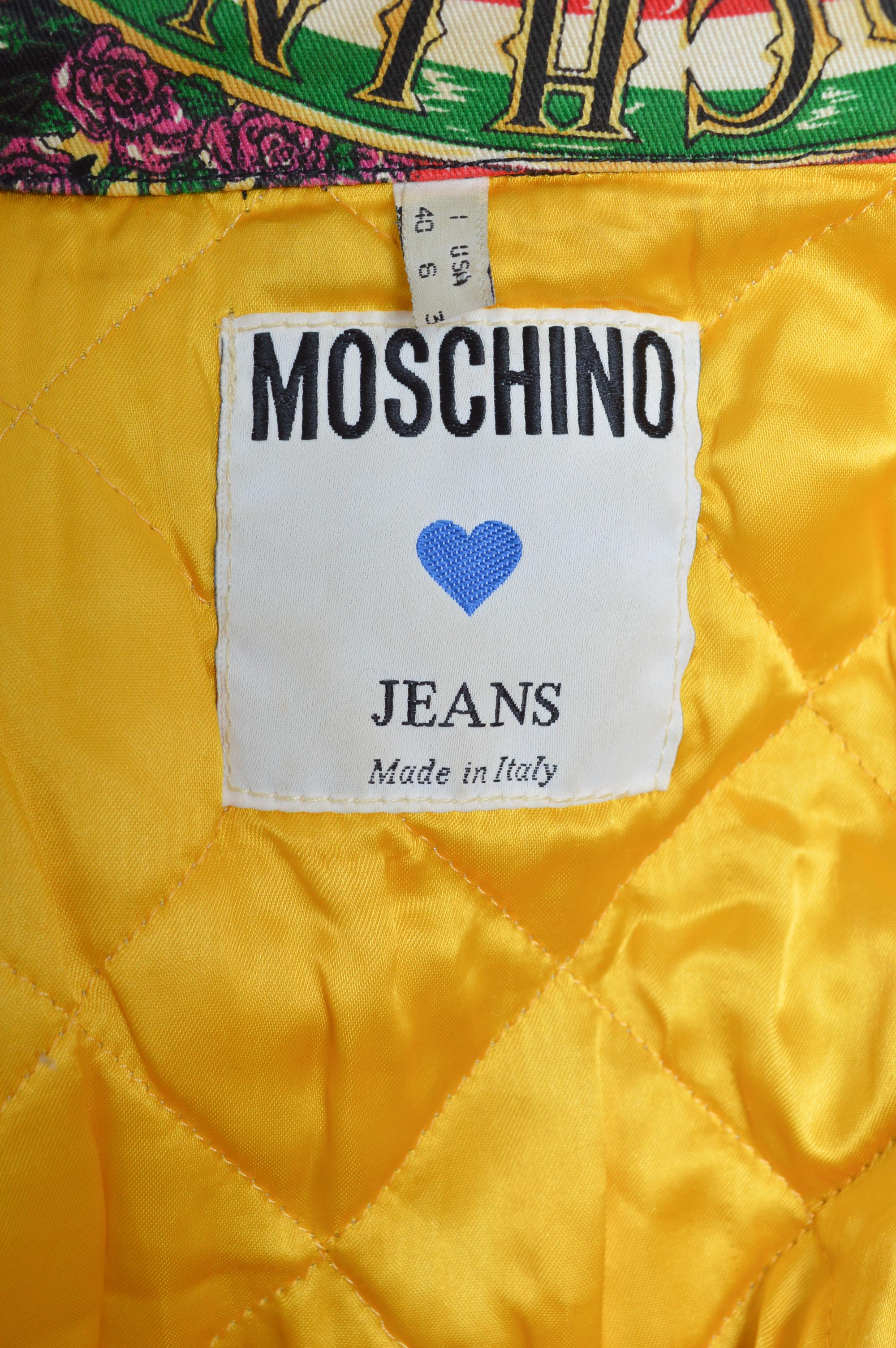 1990's MOSCHINO Baroque Italian Heart Denim Jacket & Matching Mini Skirt Set For Sale 10