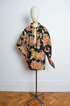 1990's MOSCHINO Baroque Italian Heart Denim Jacket & Matching Mini Skirt Set